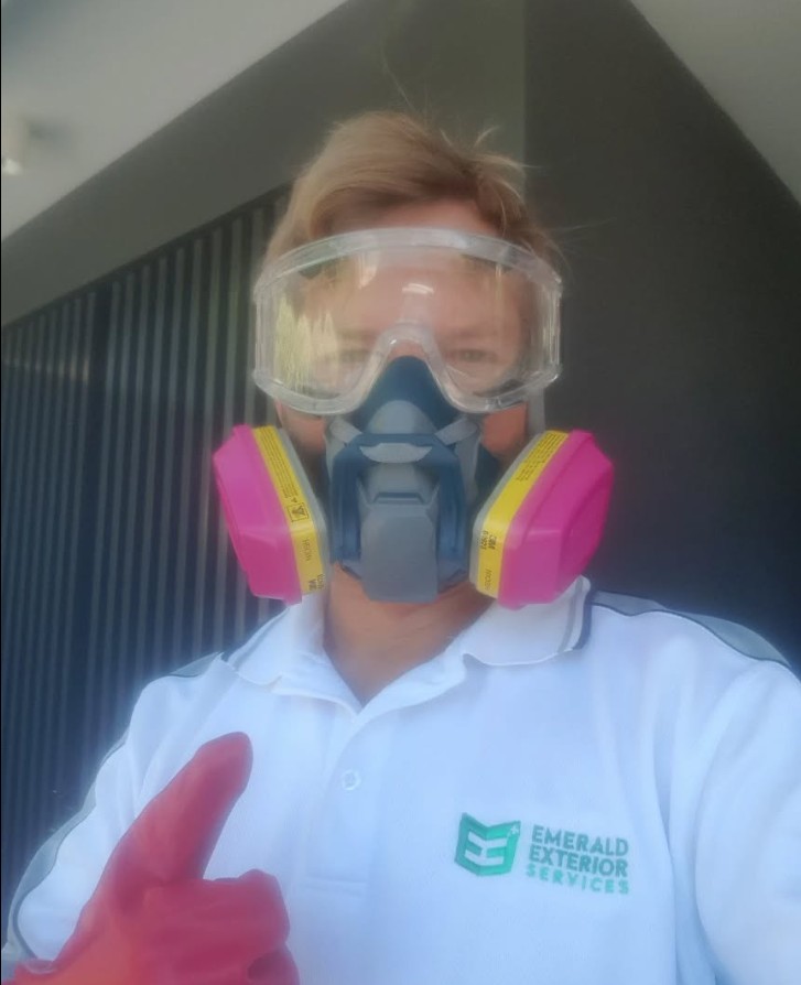 Team member demonstrating safety procedures