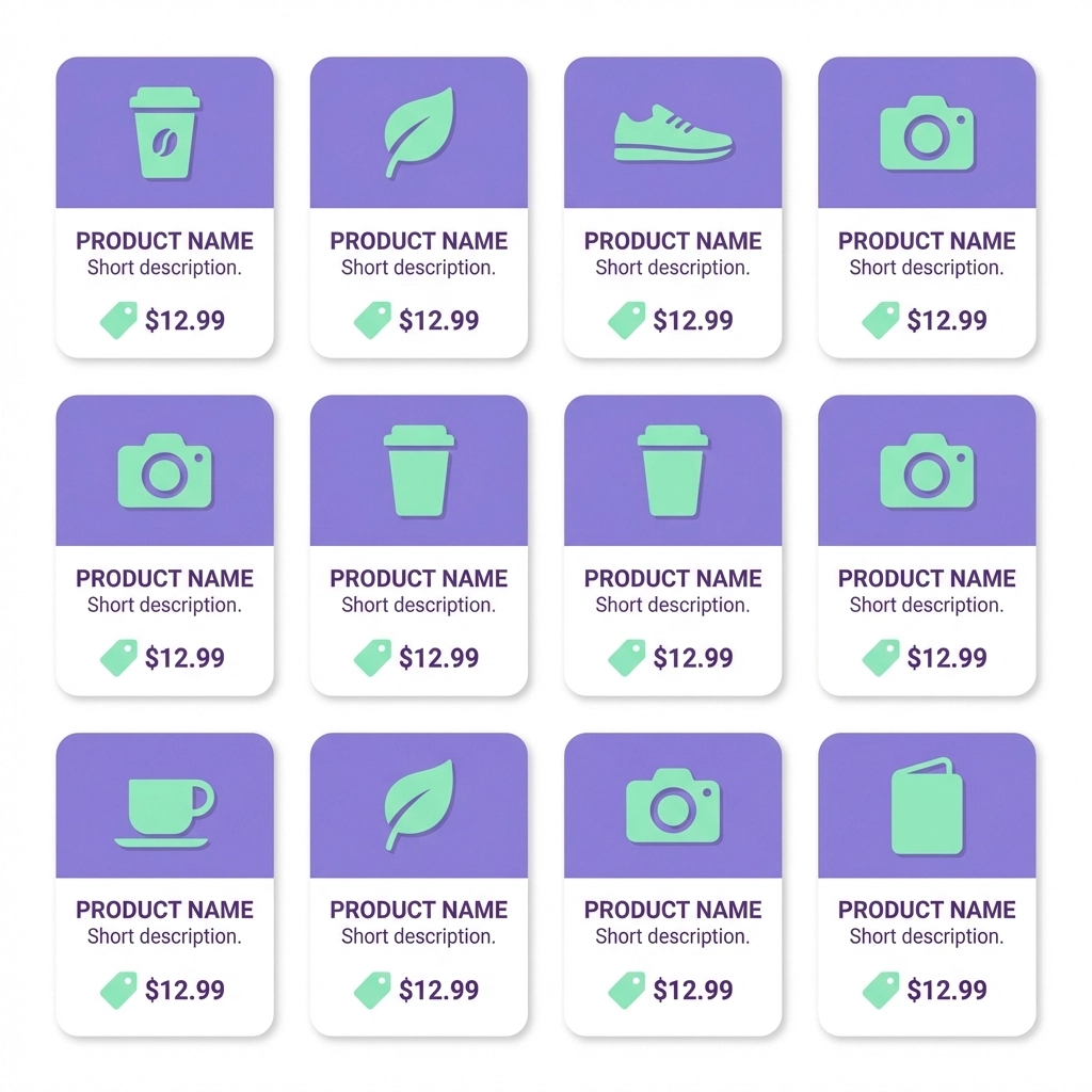 Product catalog illustration showing how complete product and service listings improve Google Business Profile visibility.