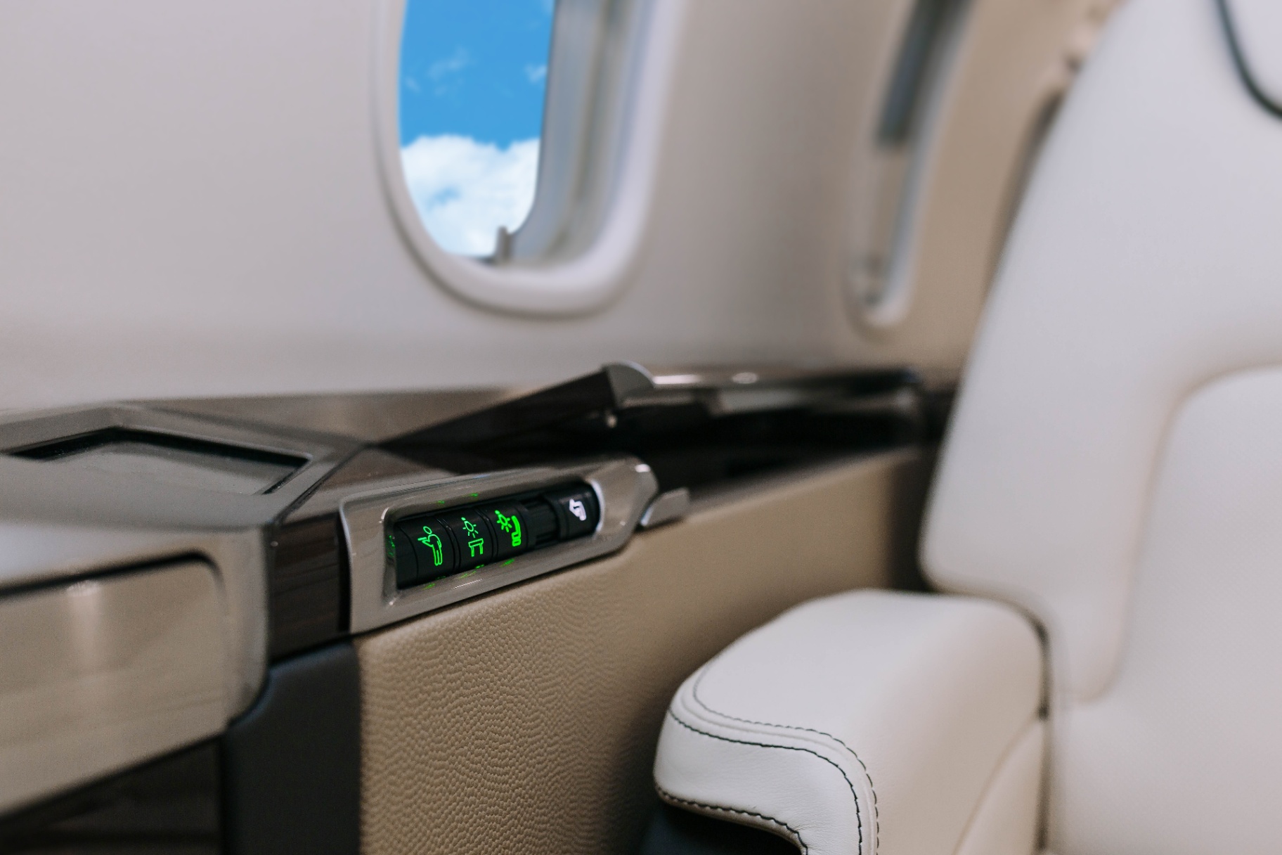 Luxurious private jet cabin interior for comfortable European spring travel