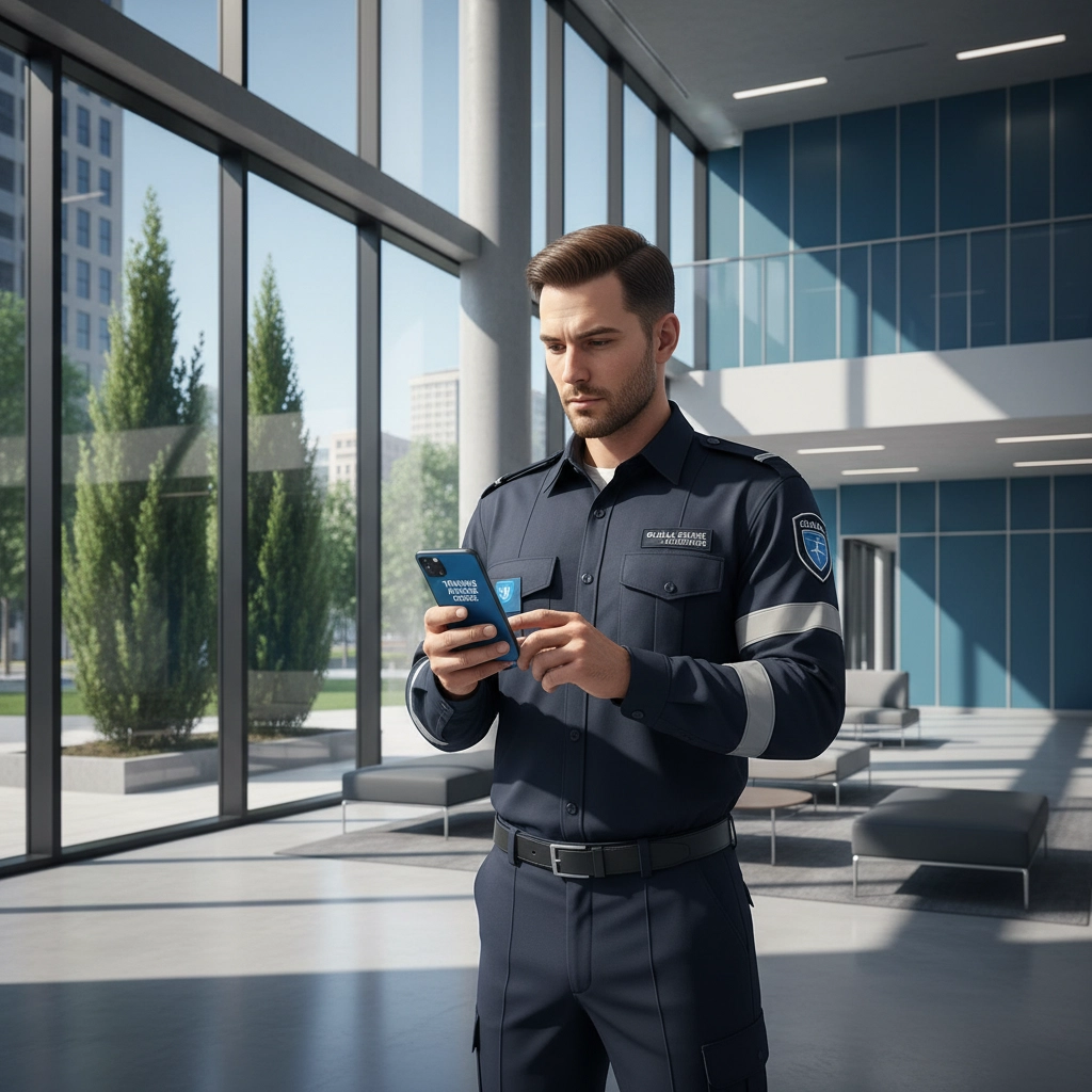 Online learning portal showing ACT modules – security guard licence UK