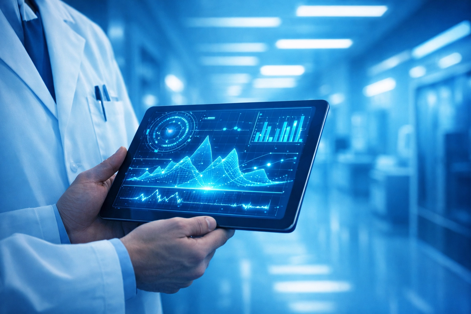 Medspa practitioner managing digital peptide orders and direct-to-patient fulfillment on a tablet.