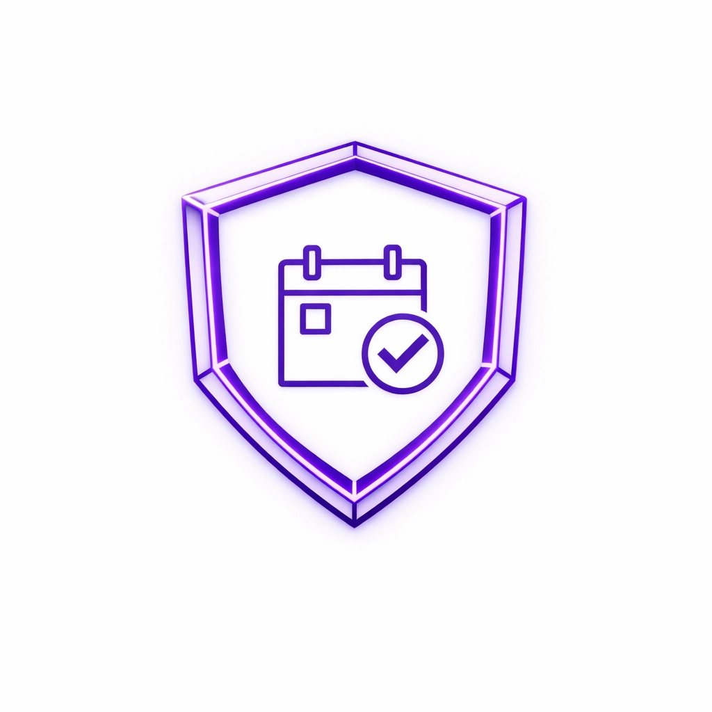 A protective shield with a calendar icon symbolizing small business tax and payroll compliance.