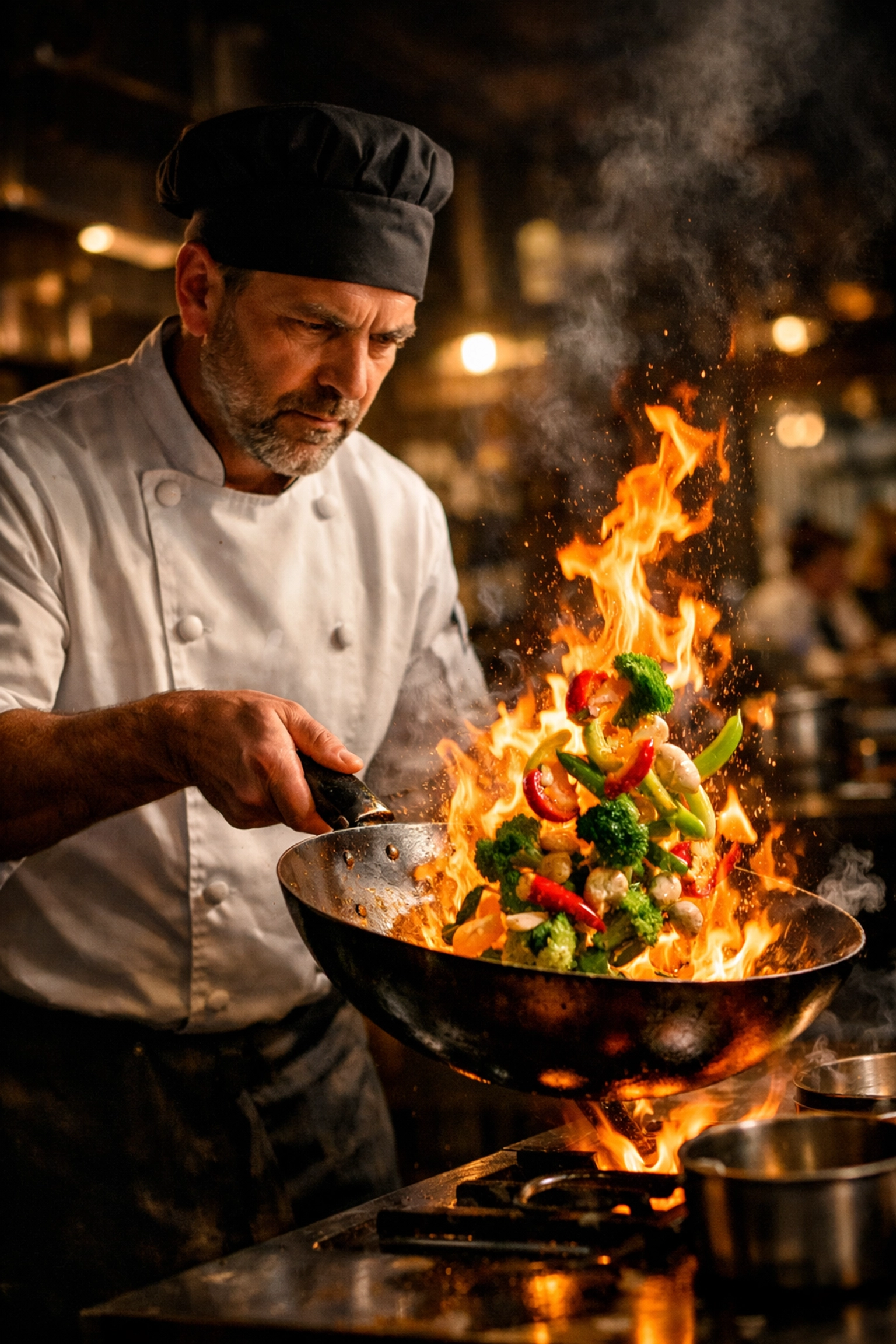 Professional chef focusing on cooking instead of manual review management.