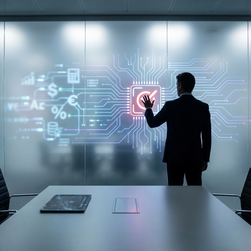 Business Professional with Digital Cybersecurity Interface