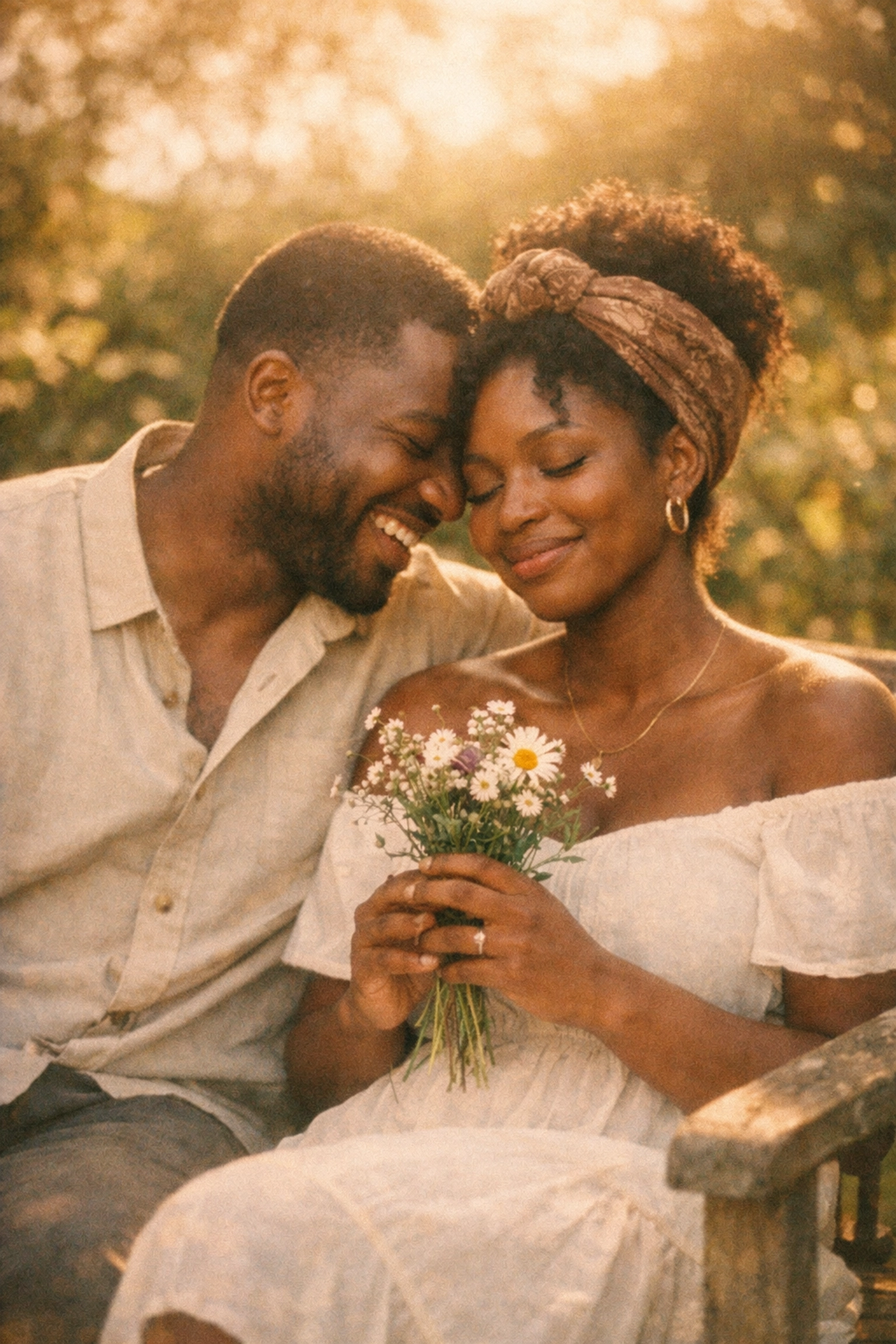 A Black couple sharing a romantic moment in the sun for JK Rivers’ contemporary novel Nothing Sweeter.