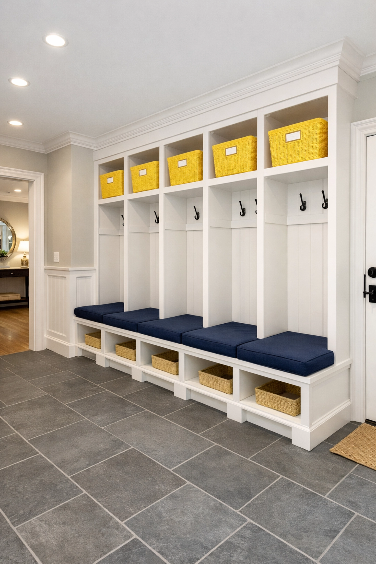 A perfectly decluttered and organized entryway ready for deep house cleaning services in Ashby MA.