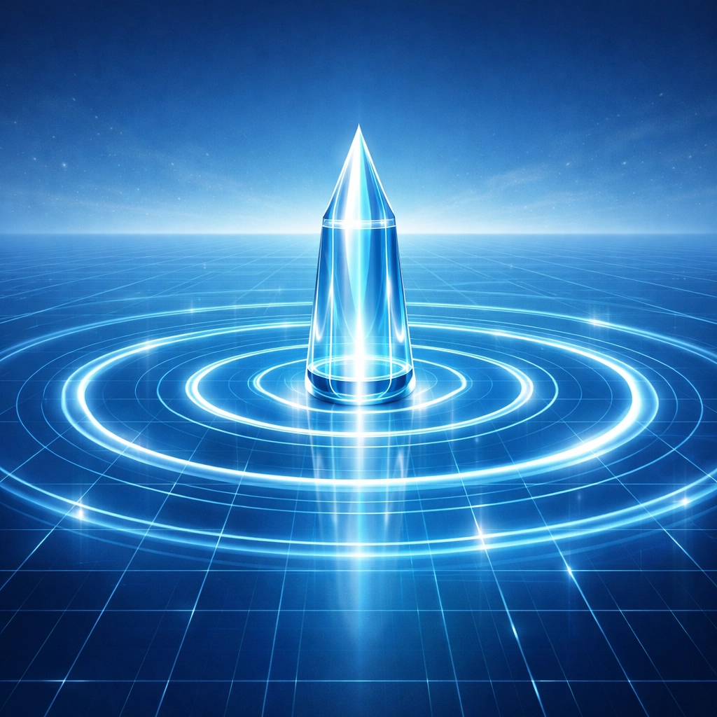 Abstract digital beacon symbolizing trust signals and reputation patterns managed by AI Local Boost automation.