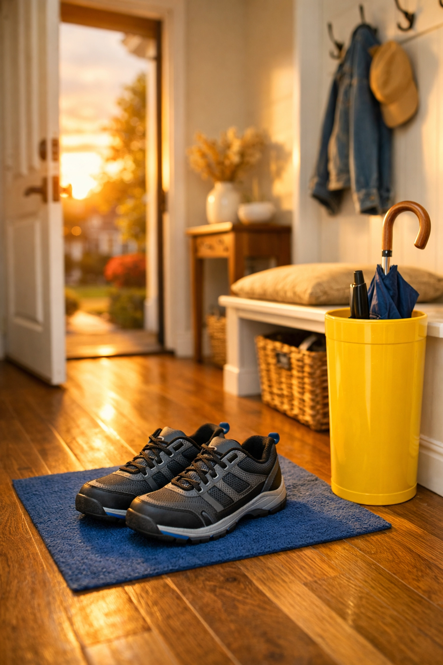 A bright and clean entryway in an Acton home reflecting the results of professional toxin-free cleaning services.