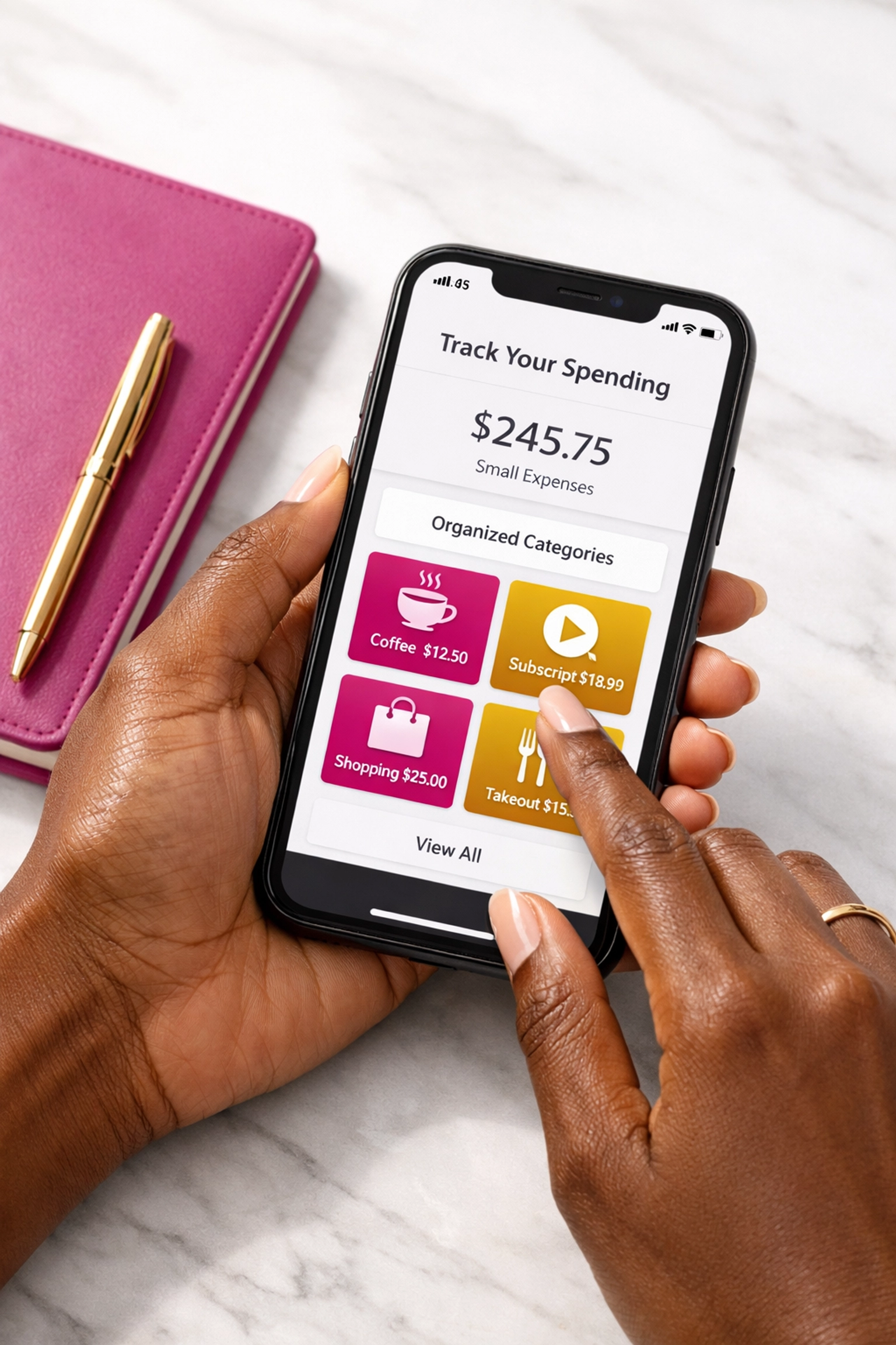 Tracking small daily expenses on a mobile app to gain financial transparency and clarity.