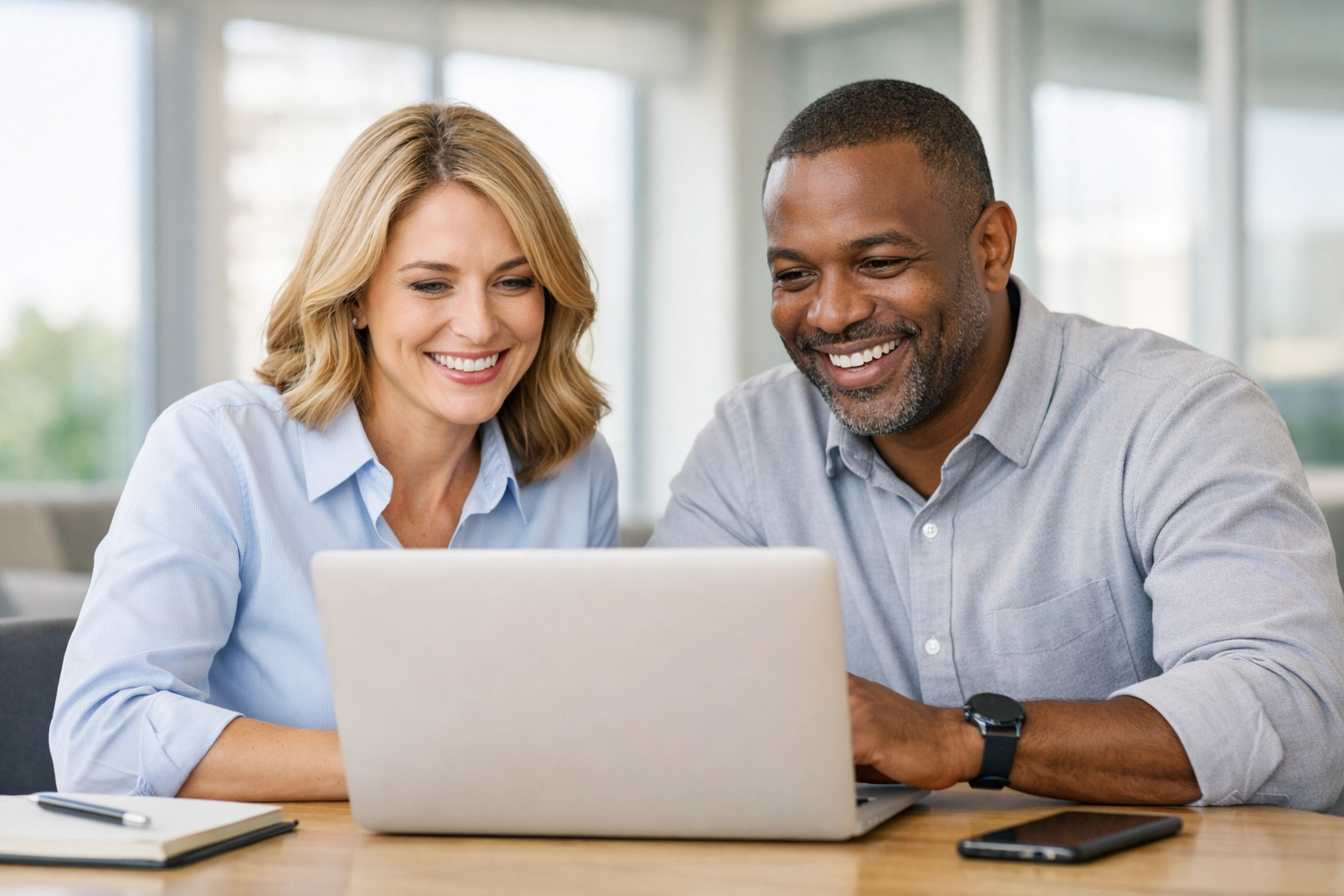 Small business owner collaborating with a monthly bookkeeper to review affordable bookkeeping services.