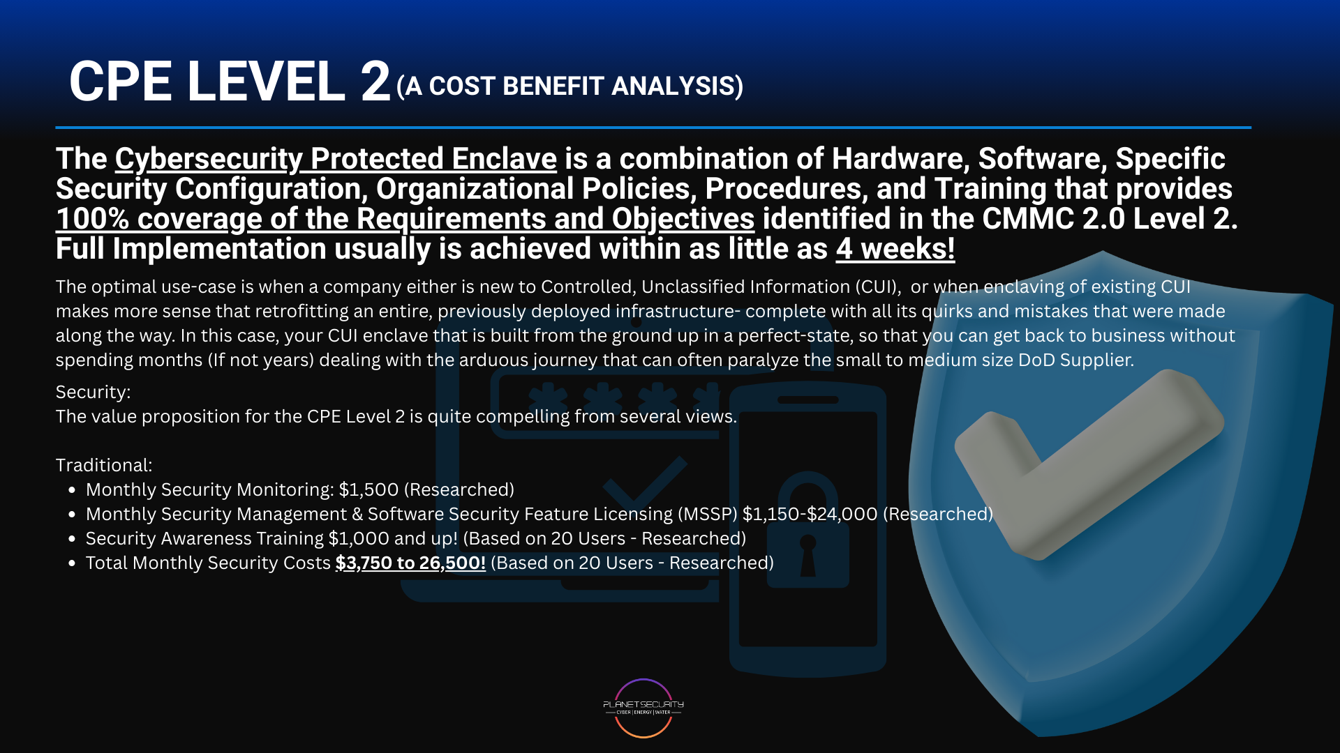 CPE Level 2 cost benefit analysis graphic