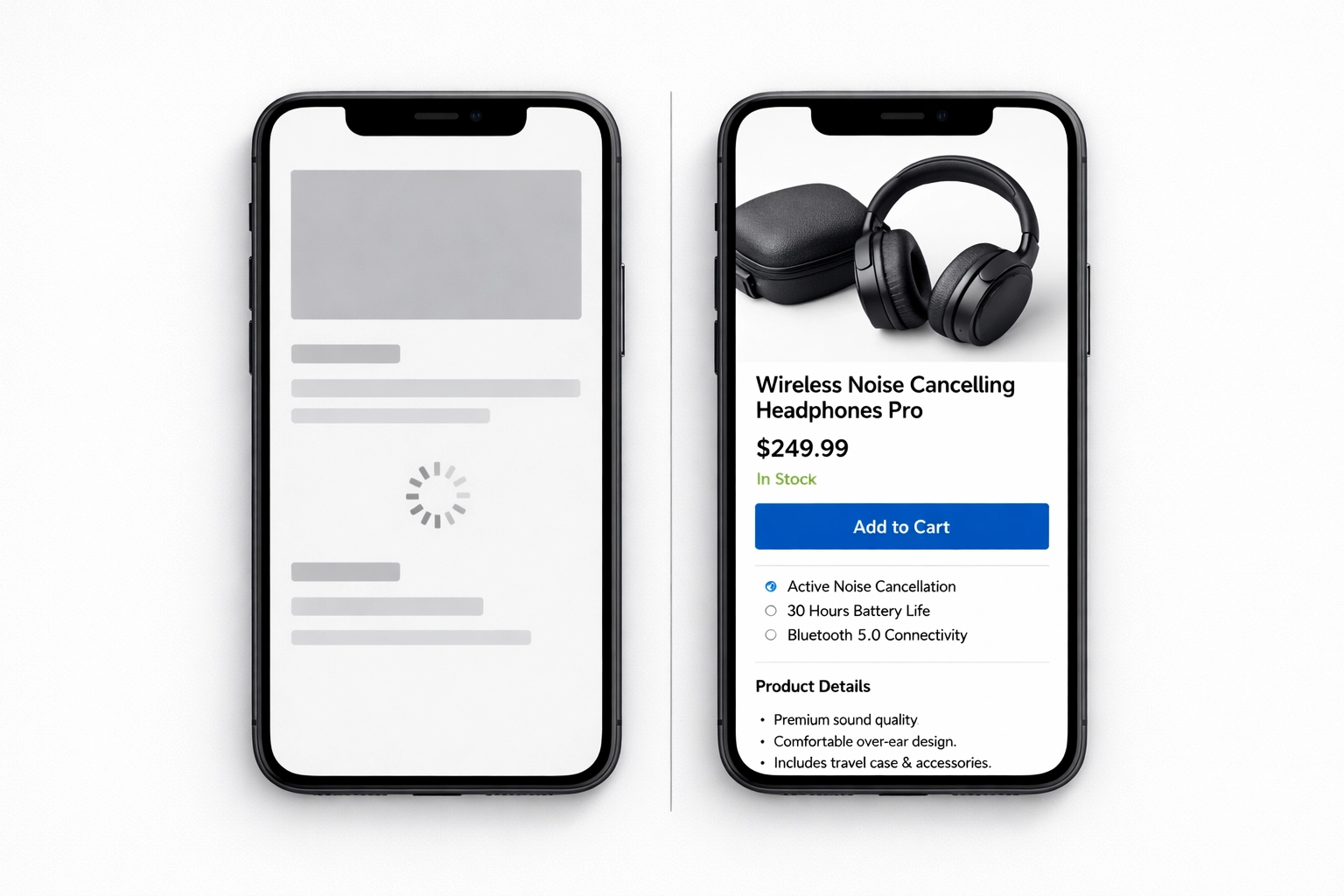 Server-side rendering vs client-side rendering product page comparison