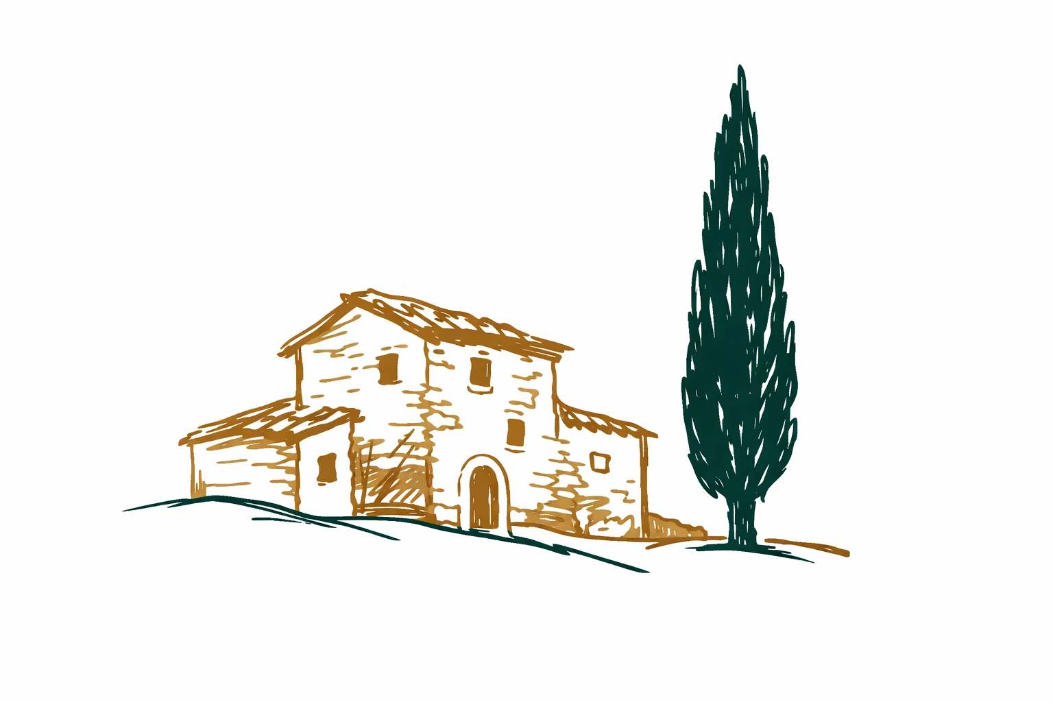 Croquis d'une maison de vacances traditionnelle dans le Gard, cadre idéal pour la location télétravail.