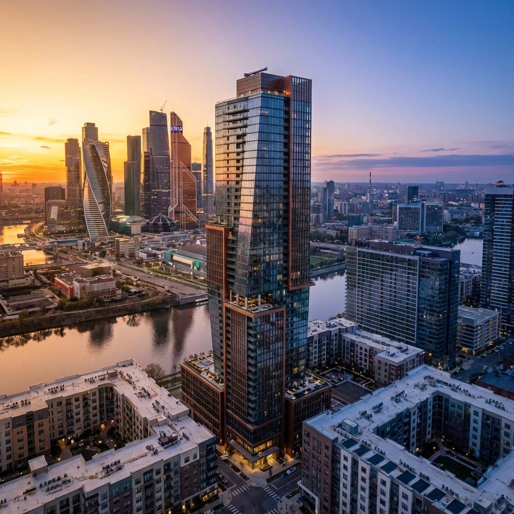 City skyline at dusk highlighting residential and multifamily real estate opportunities for diversified portfolios