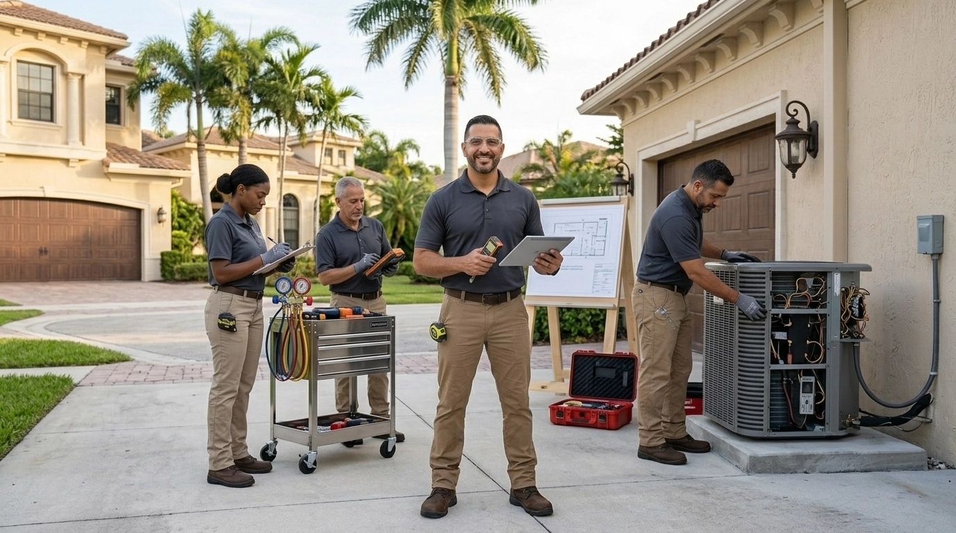 Professional technician working on a complex installation