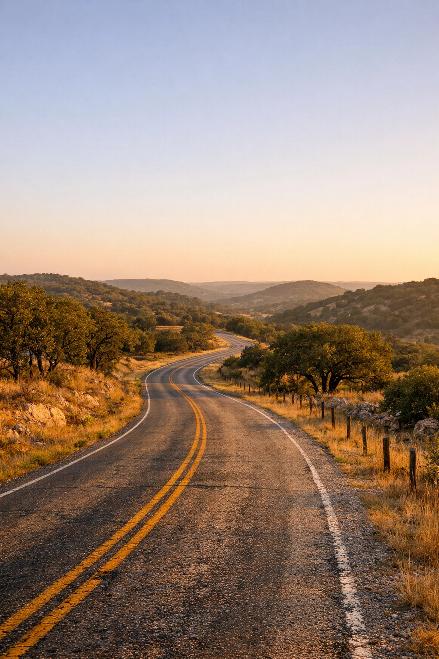 Scenic Texas Hill Country road symbolizing journey to addiction treatment and recovery