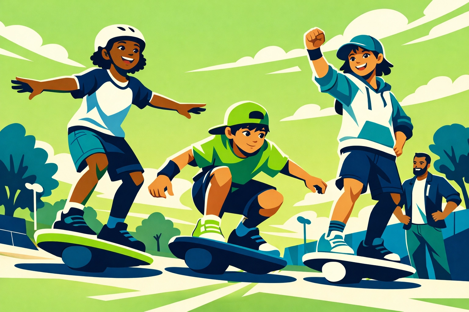 Youth practicing balance board training with facilitator during outdoor SEL enrichment session