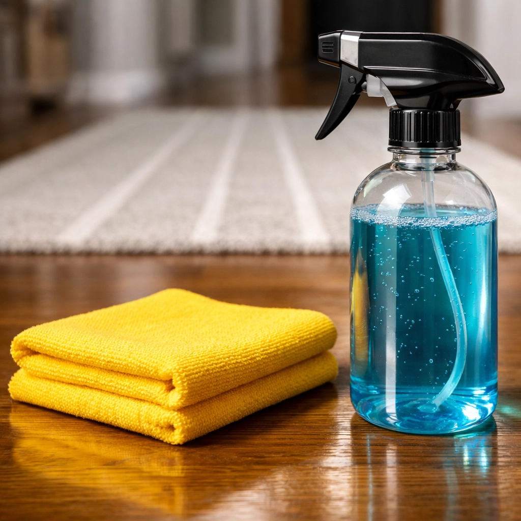 Eco-friendly sprays and tools used for professional weekly house cleaning Sutton MA.