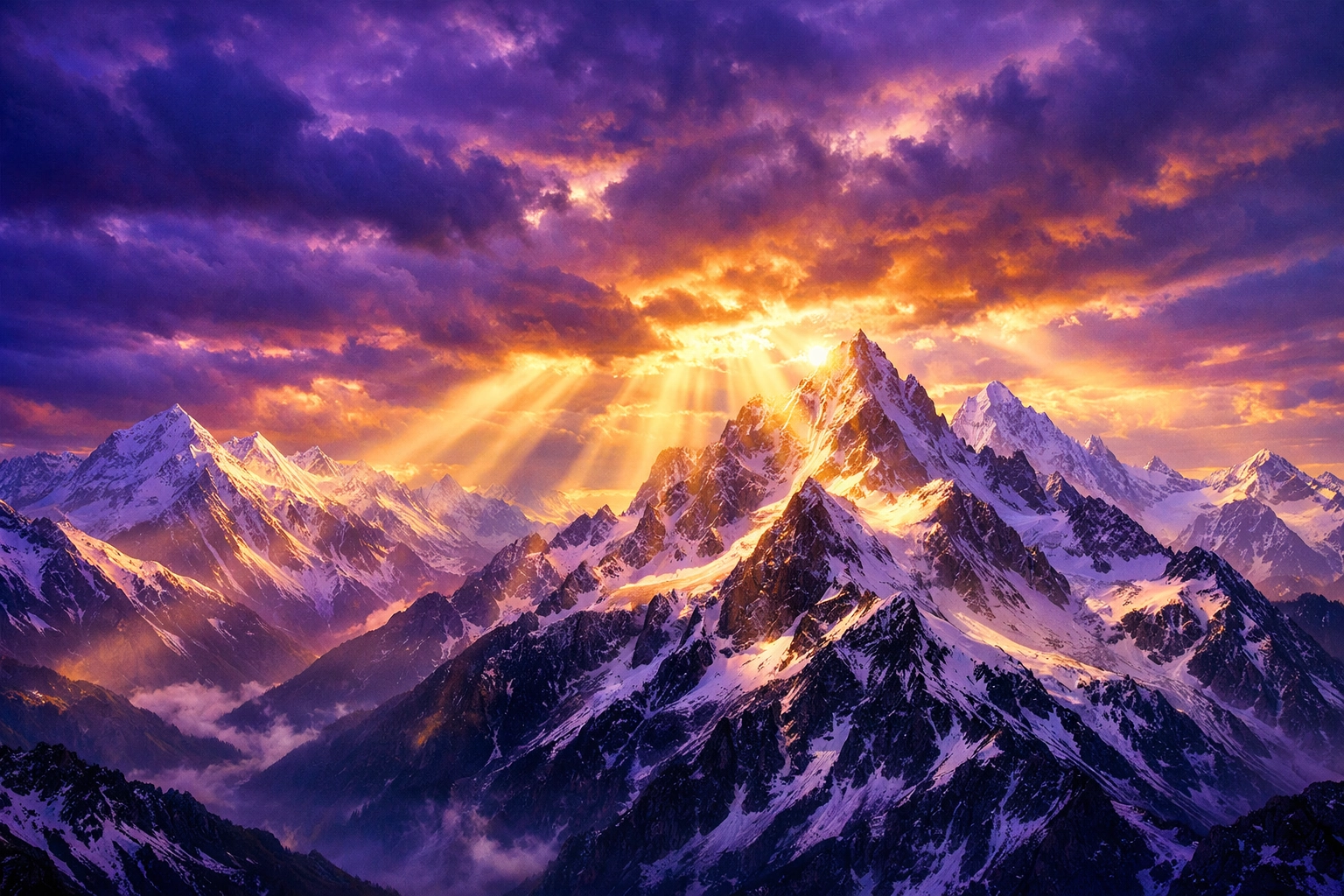 Majestic mountain peaks under a brilliant sky illustrating the supreme authority and exaltation of Jesus.