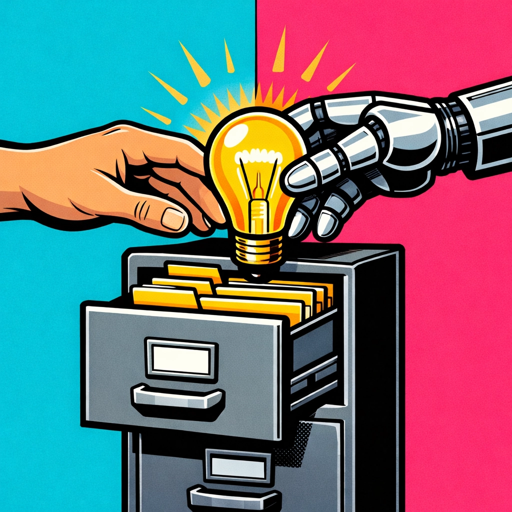 A robot and human hand connecting to set up an AI virtual assistant for business automation.