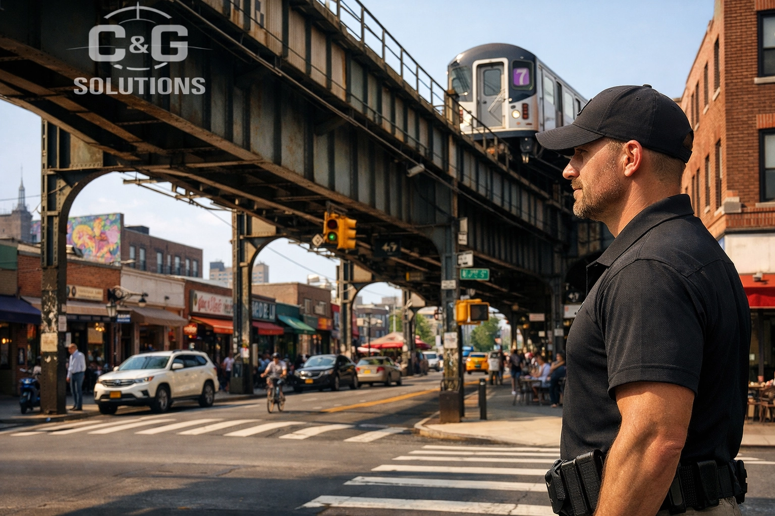The iconic 7 train in Queens