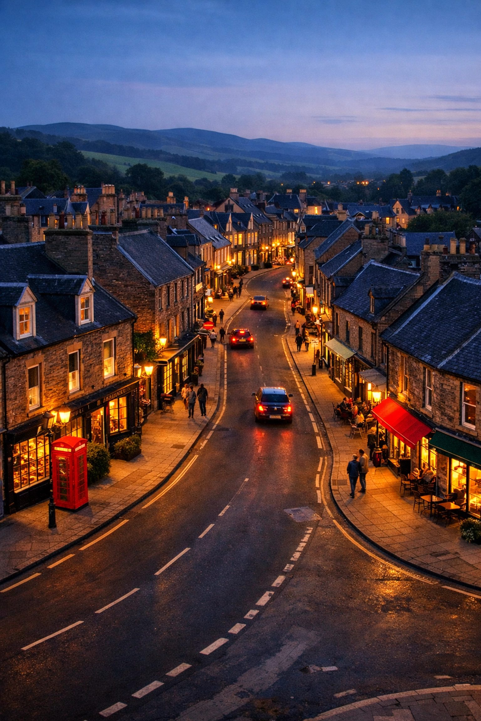 Scottish market town high street illustrating property valuation growth areas