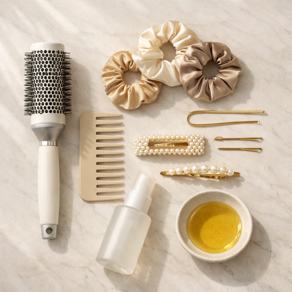 Professional hair care tools and accessories for 2026 trends at a Concord NH hair salon.