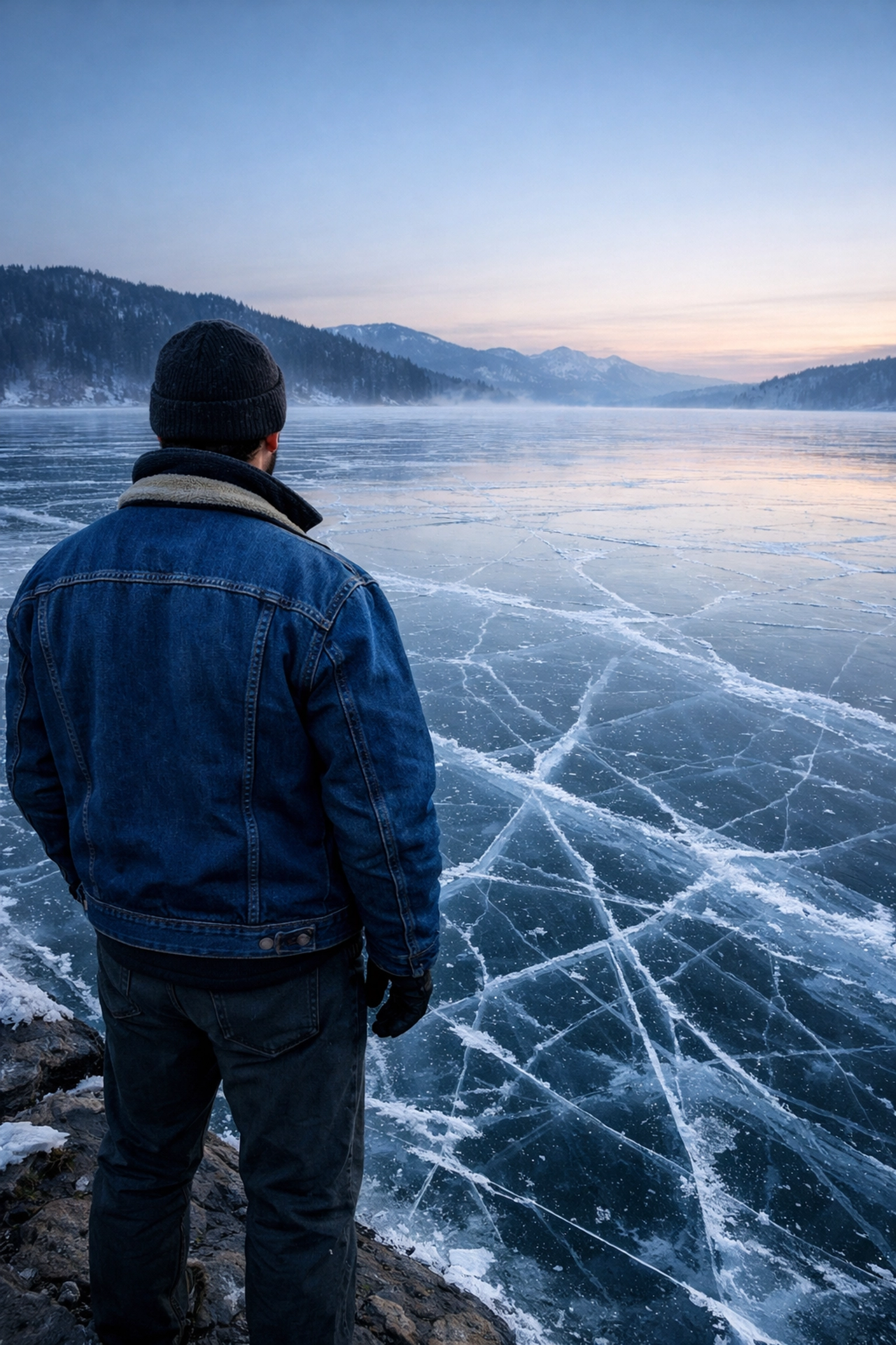 Man standing on cracked ice representing the market risks and limitations of traditional 529 college savings plans.