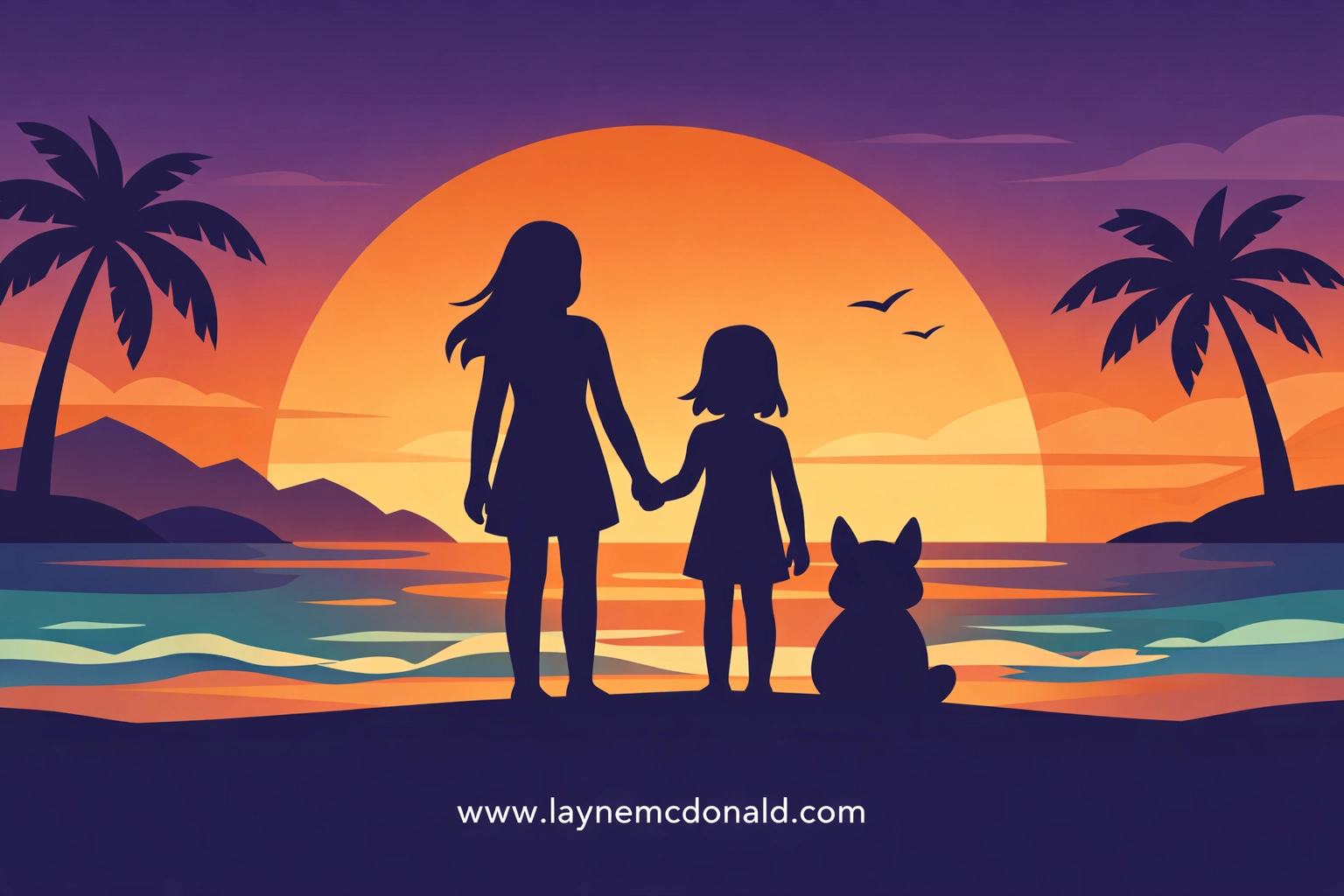 Family silhouettes on a beach at sunset reflecting Christian themes of Ohana and adoption in Lilo and Stitch live-action.
