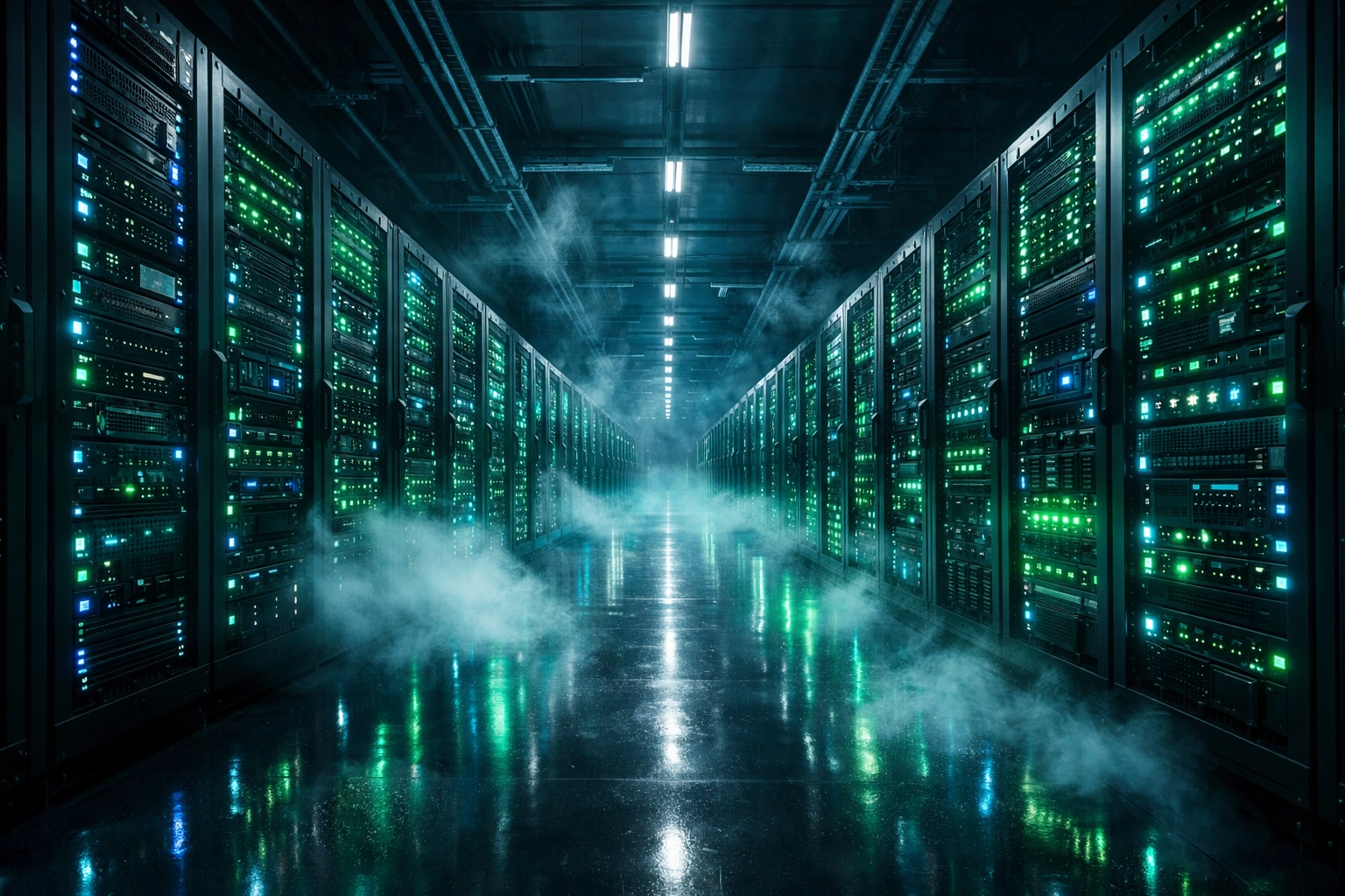 Modern data center server racks representing the massive infrastructure investment and equipment surge of 2026.