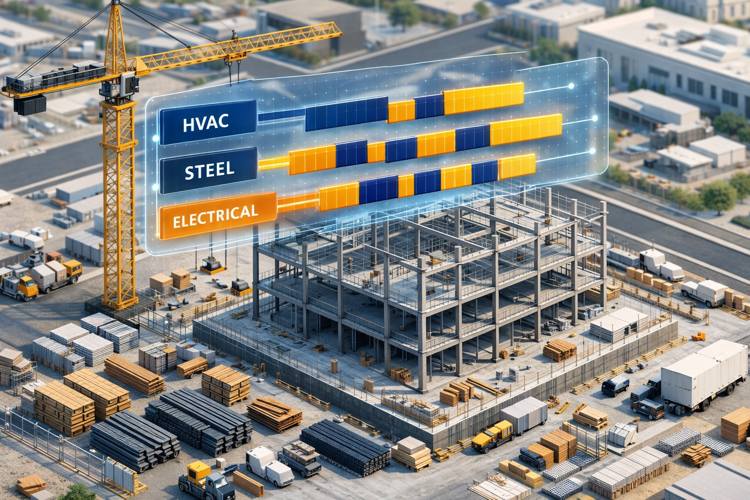 Digital construction schedule showing coordinated project timelines for government contract submittals.