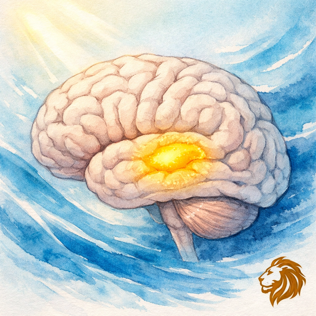 Brain illustration showing amygdala hijack and emotional response in faith-based 90-second reset