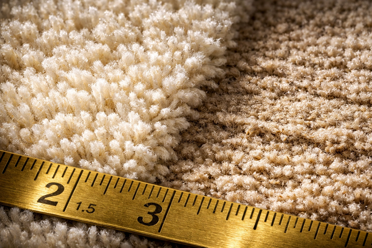 Carpet condition showing fair wear and tear versus damage for tenancy deposit assessment