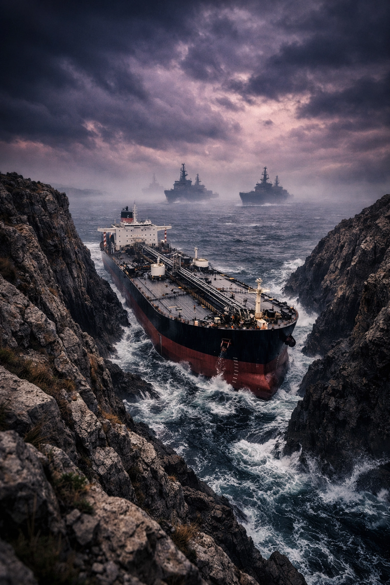 Oil tanker navigating the Strait of Hormuz amidst maritime security threats impacting GDP growth India.