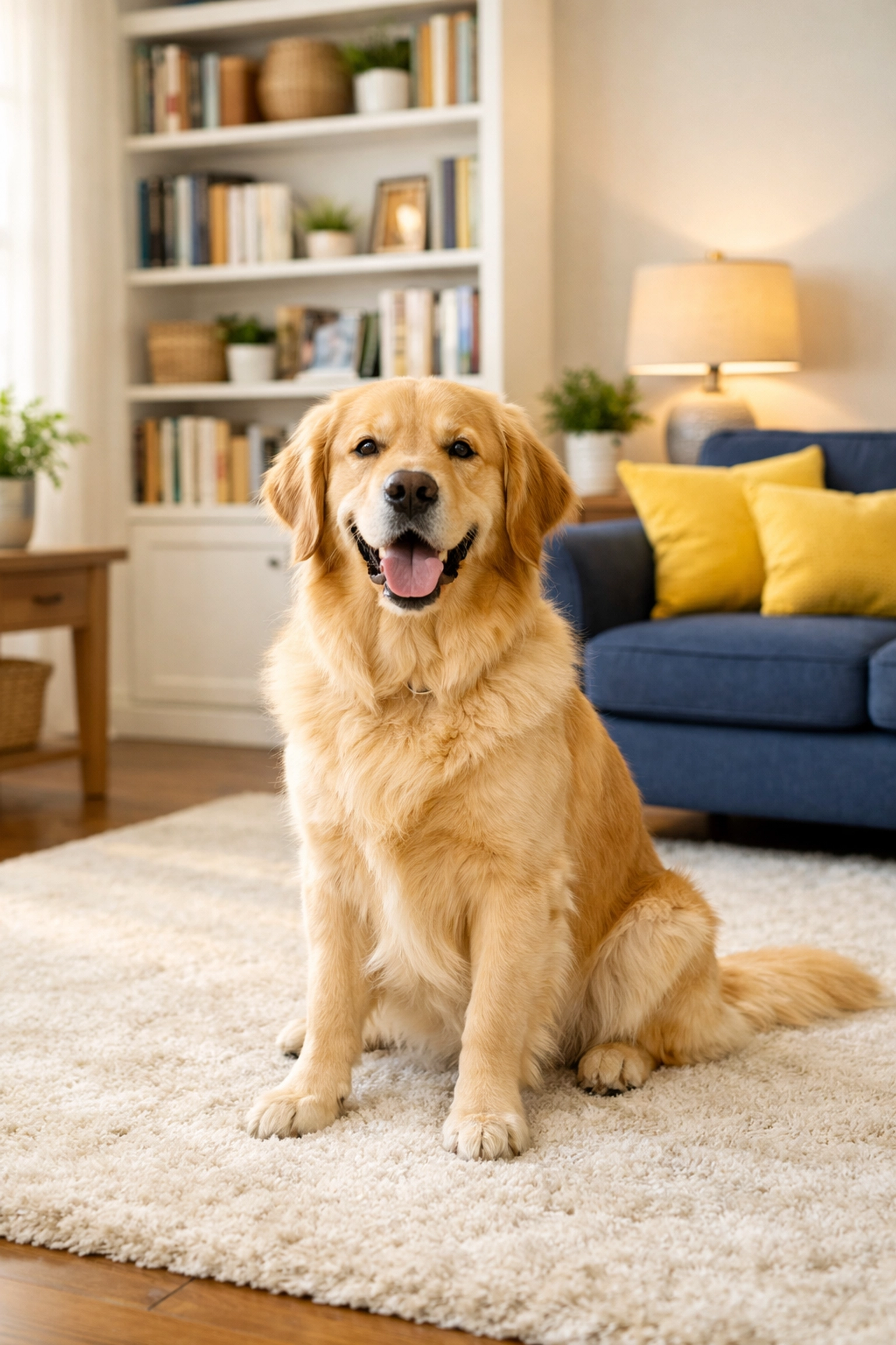 Happy dog in a home maintained by weekly house cleaning Hopkinton MA using pet-safe products.