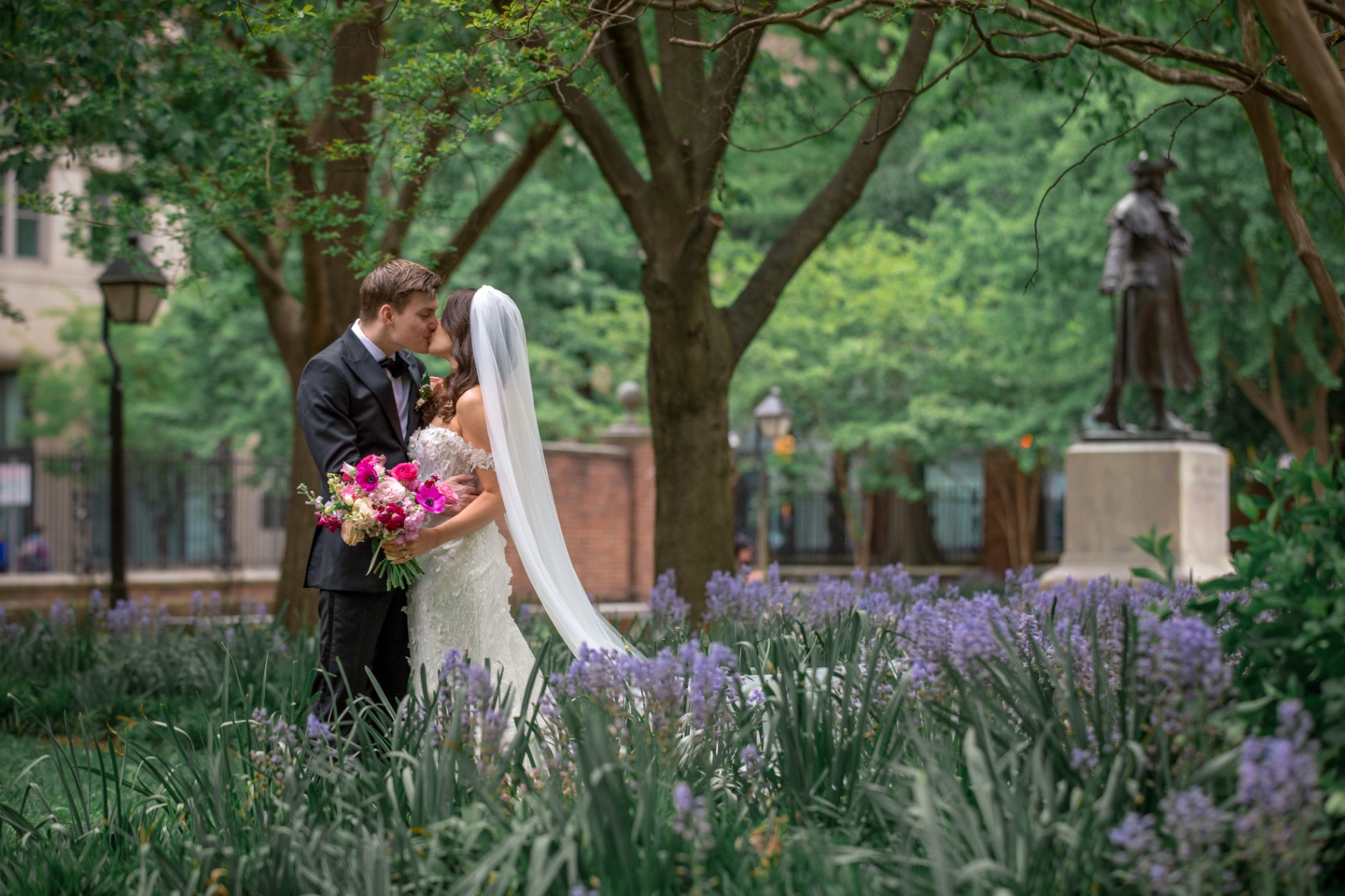 Bride and Groom in Garden