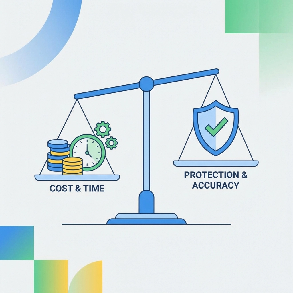 Balance scale showing the cost-benefit of professional tax services versus DIY tax filing in 2026