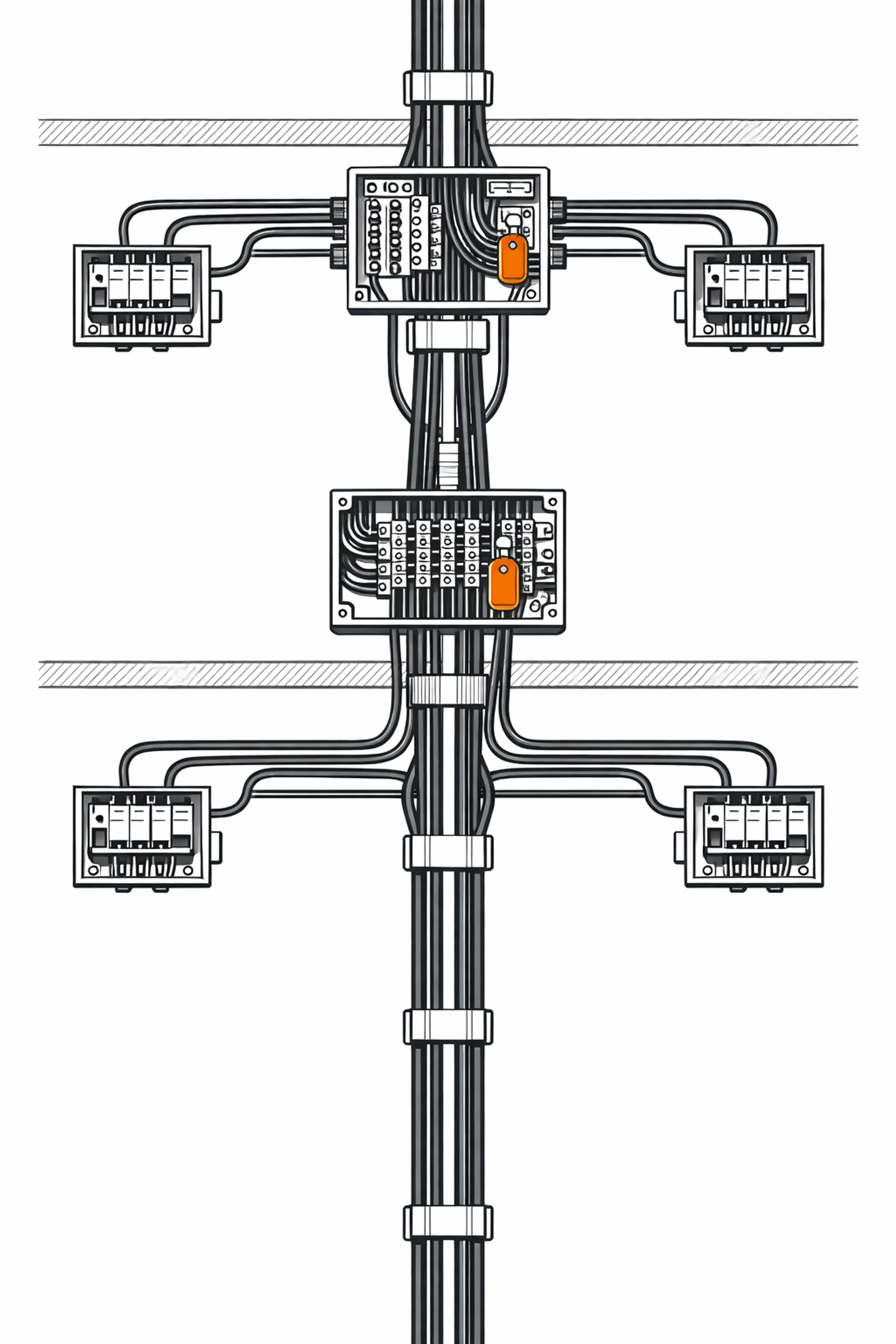 Professionelle Darstellung von Steigleitungen in einem Wiener Wohnhaus zur sicheren Stromversorgung.