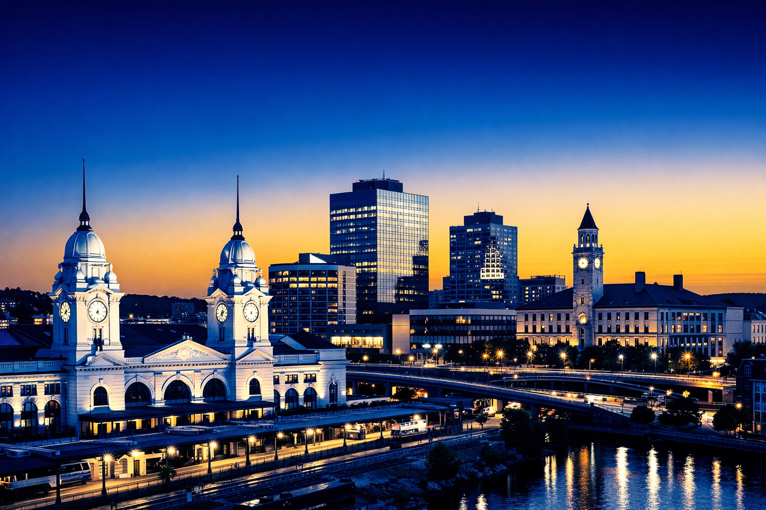 Worcester skyline representing premier maid services Worcester and professional office cleaning Worcester solutions.