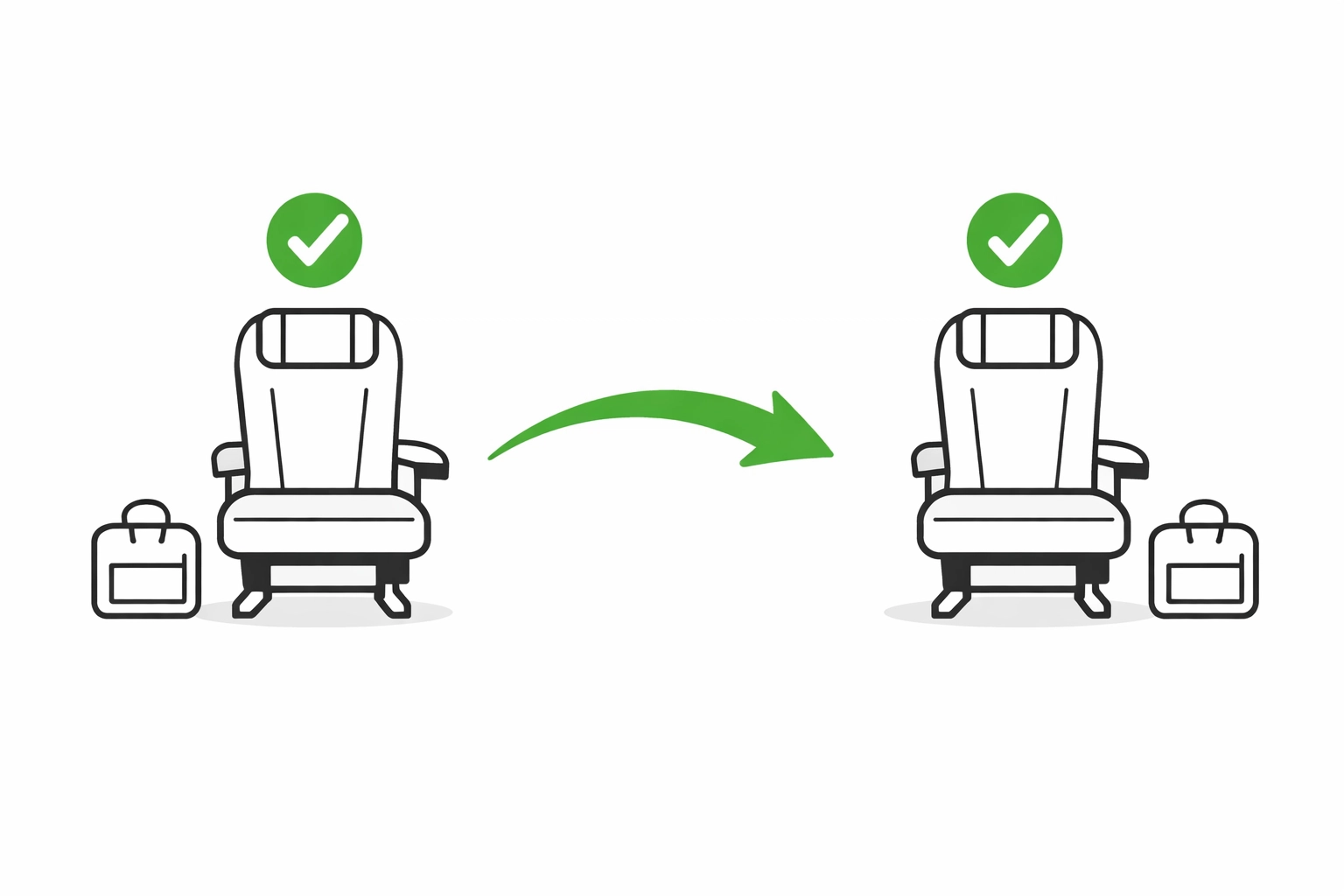 Airplane seat assignments and baggage allowances transferring during flight rebooking process