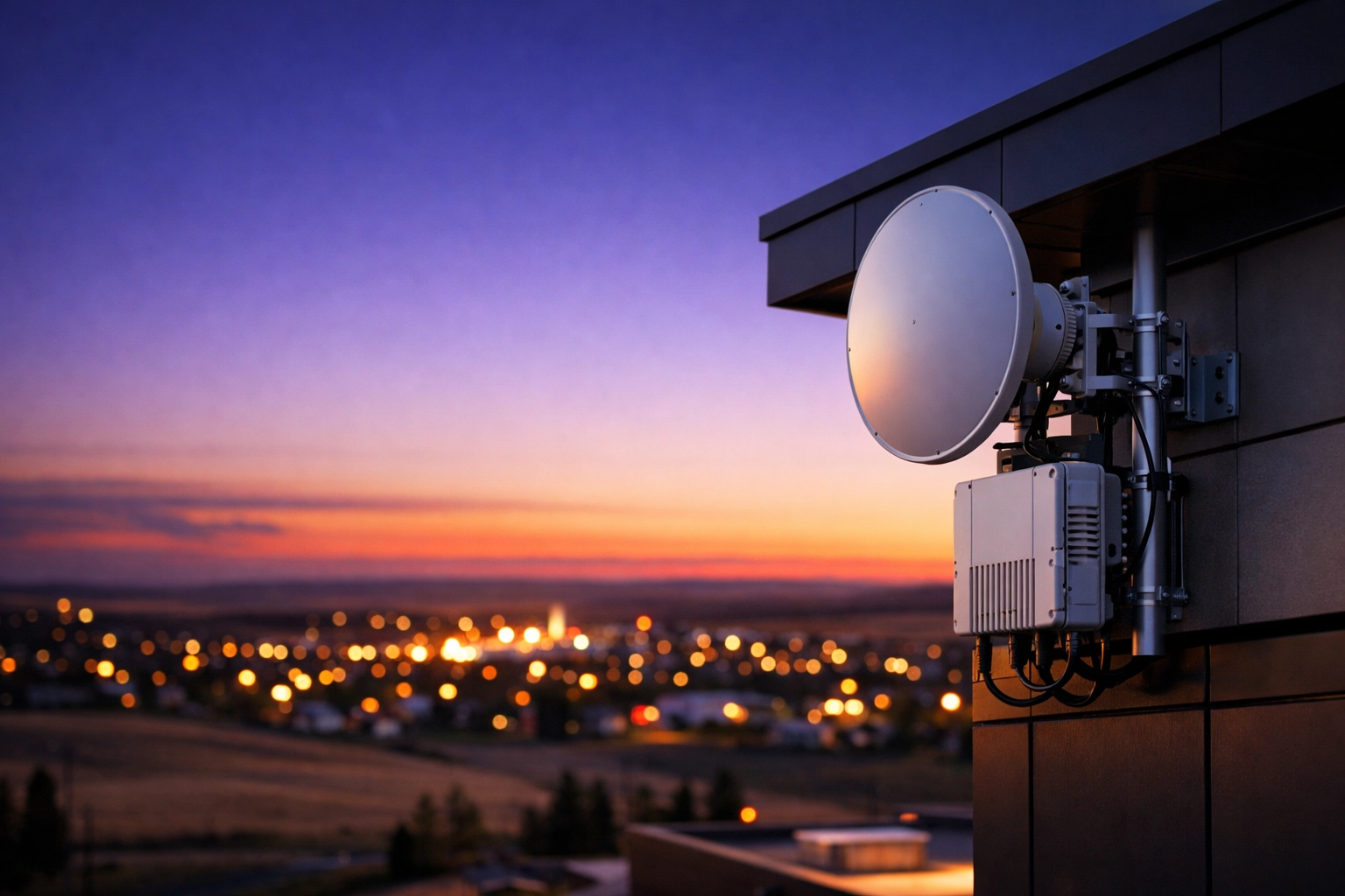 Commercial building in Ritzville WA equipped with a fixed-point wireless receiver for reliable business internet.