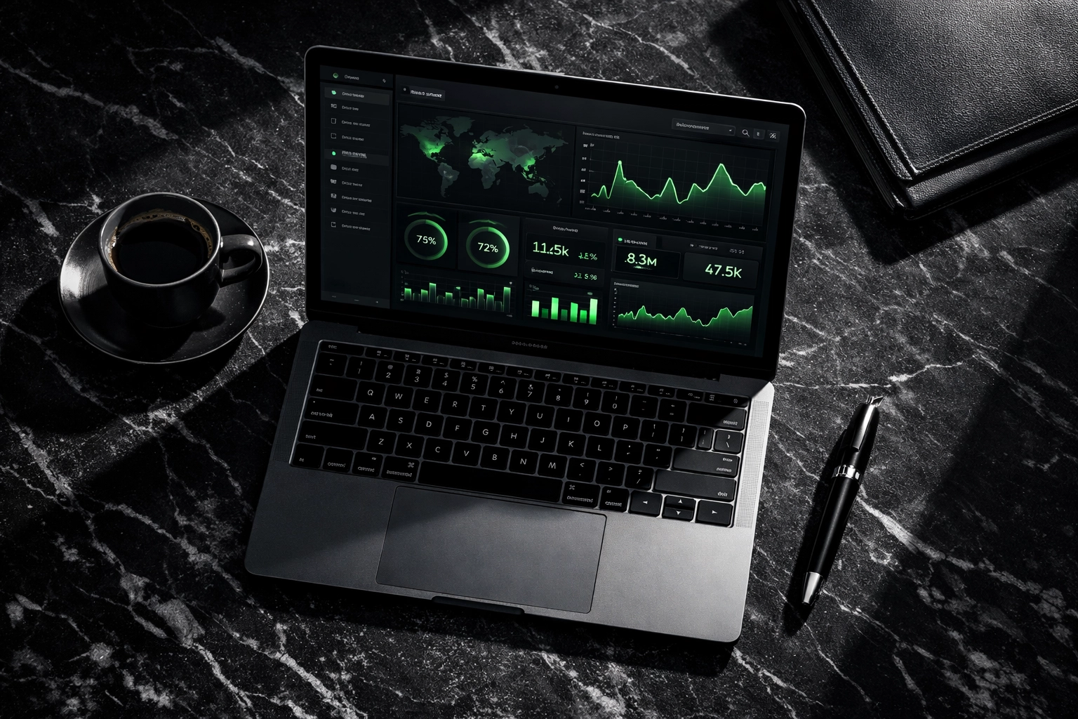 Executive dashboard displaying real-time analytics from tailored business digital solution