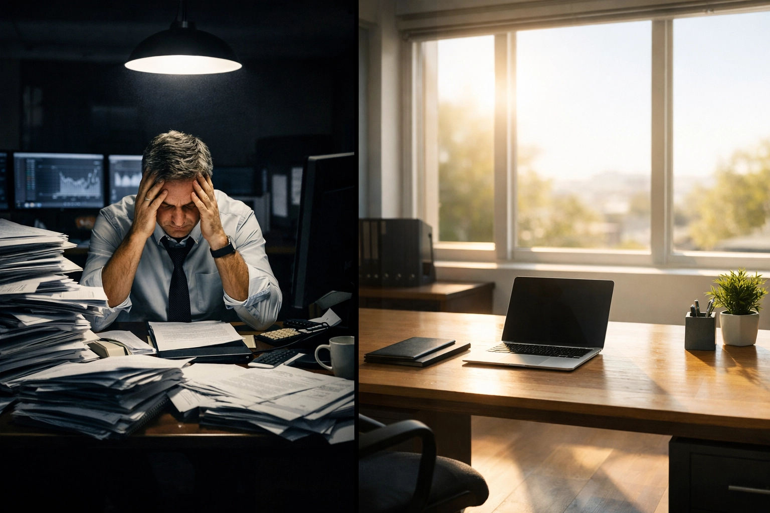 CEO bottleneck effect: overwhelmed workspace versus clear organizational structure