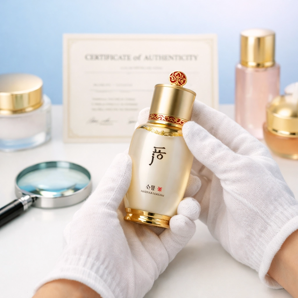 Quality inspection of authentic Korean skincare products with authentication certificate