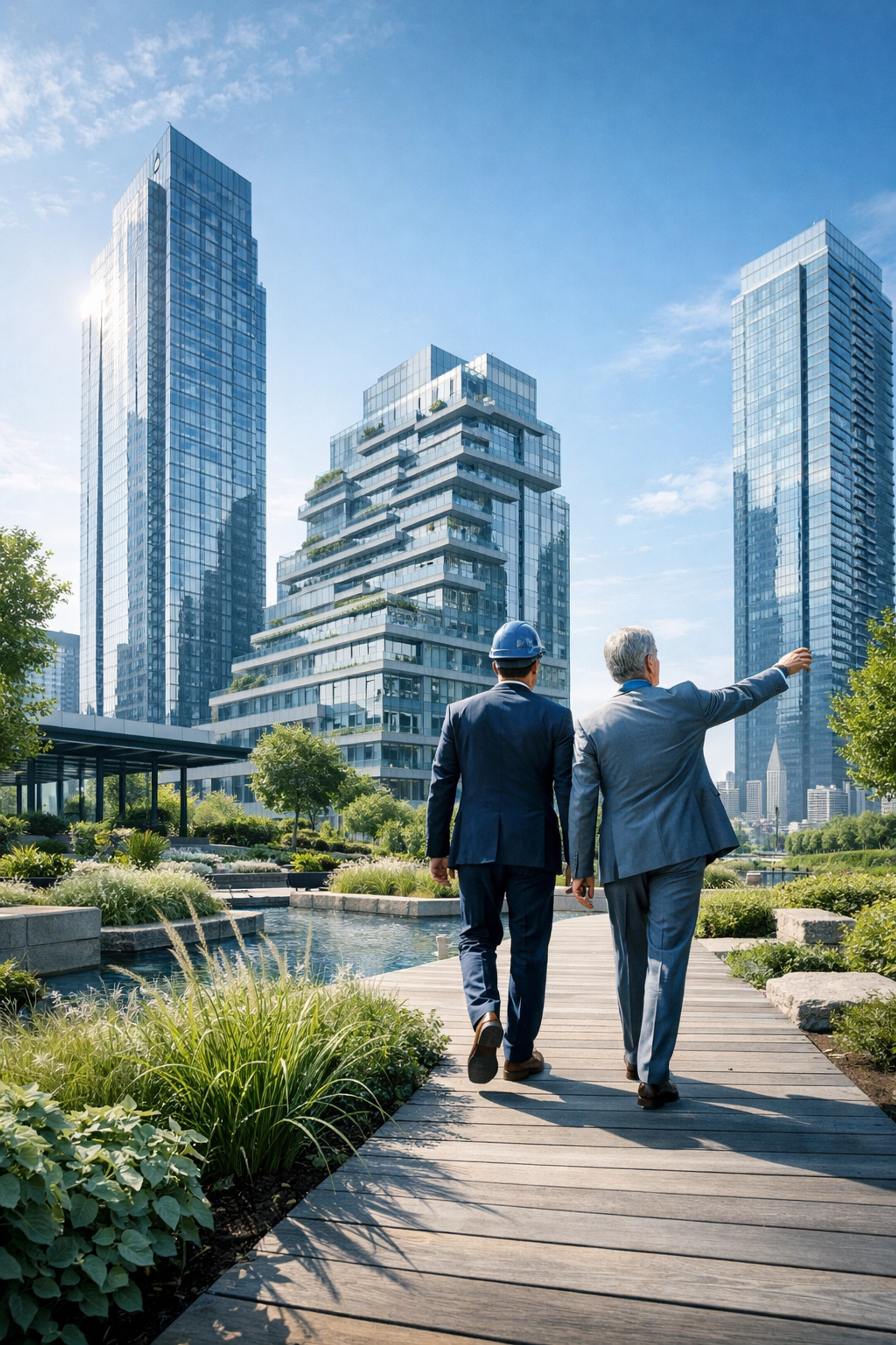 Consultant and developer at a completed green property following a successful NYC brownfield cleanup.