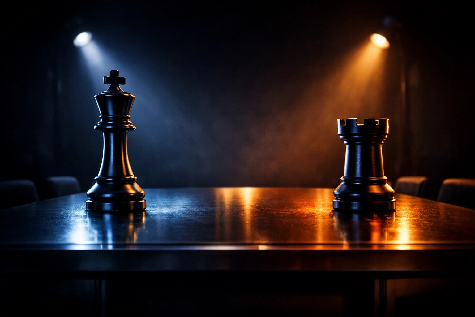 Chess pieces representing strategic negotiations and diplomatic tension