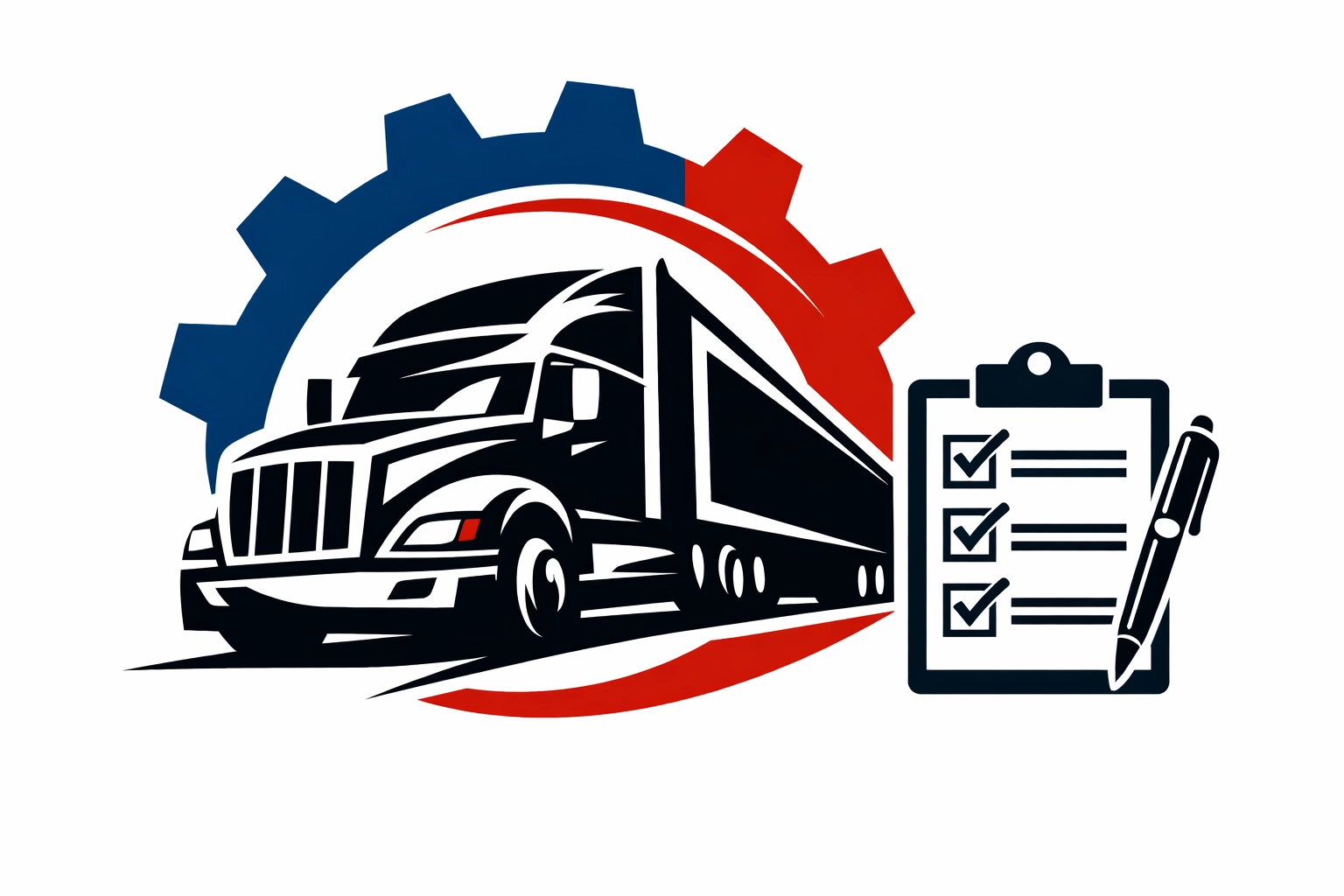 HGV maintenance icon and safety inspection checklist highlighting transport industry regulatory compliance.