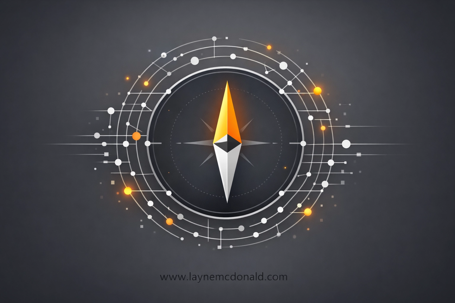 A glowing compass within a digital network, representing faith-integrated leadership and intentionality online.