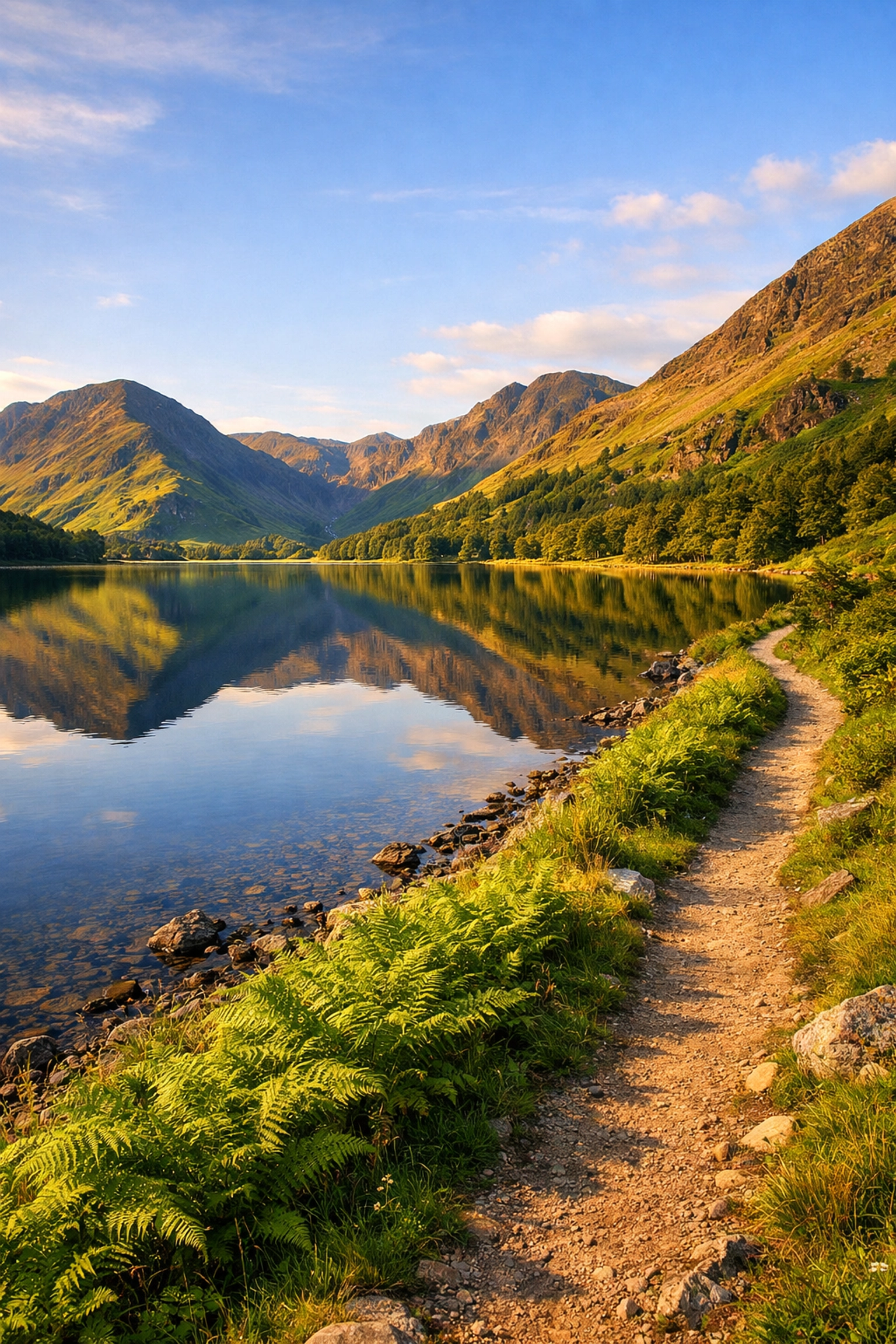 Scenic view of Buttermere and green fells perfect for guided walks in the Lake District.