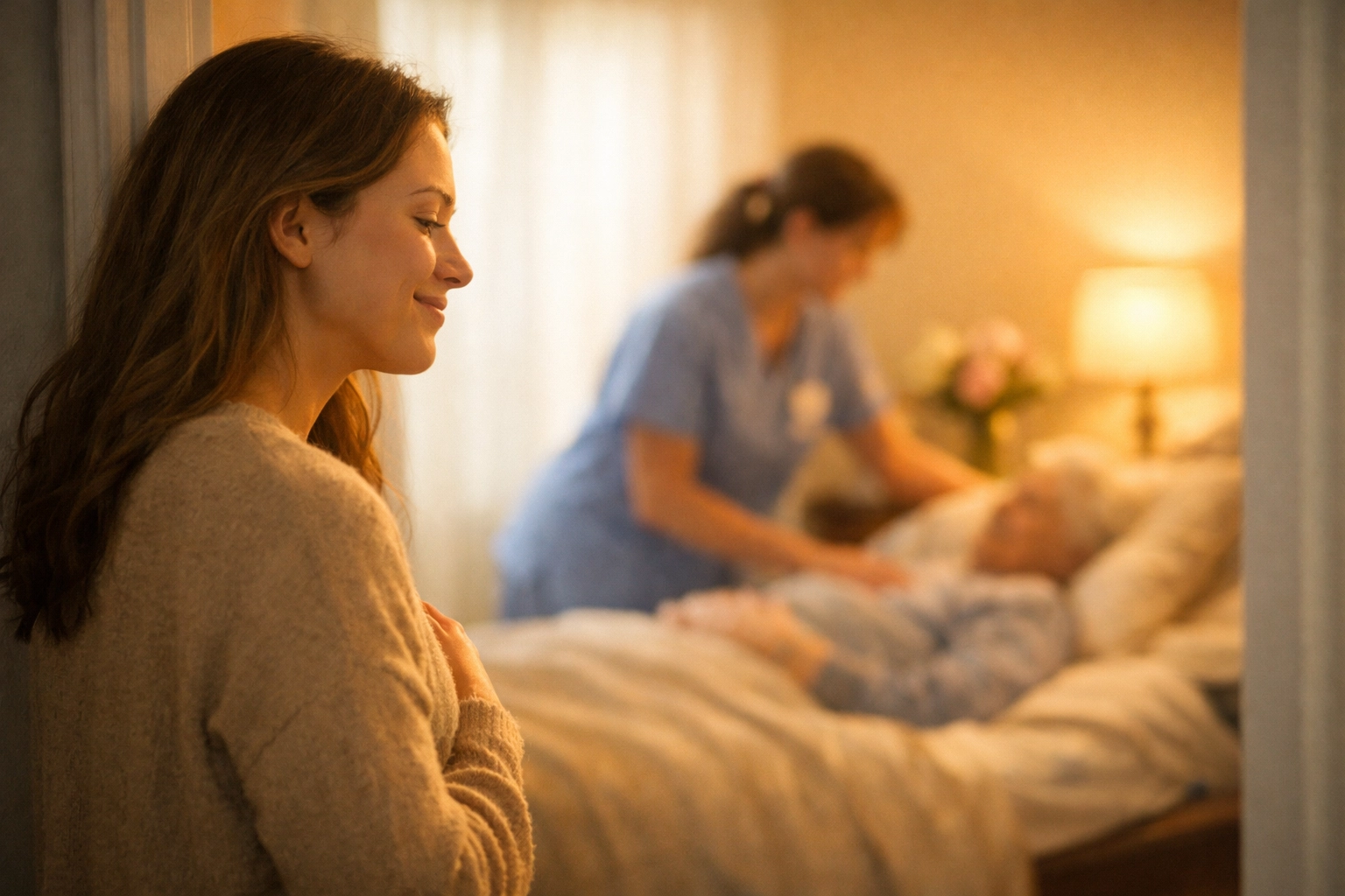 A daughter finds peace of mind seeing a nurse provide consistent care for her parent in Houston.